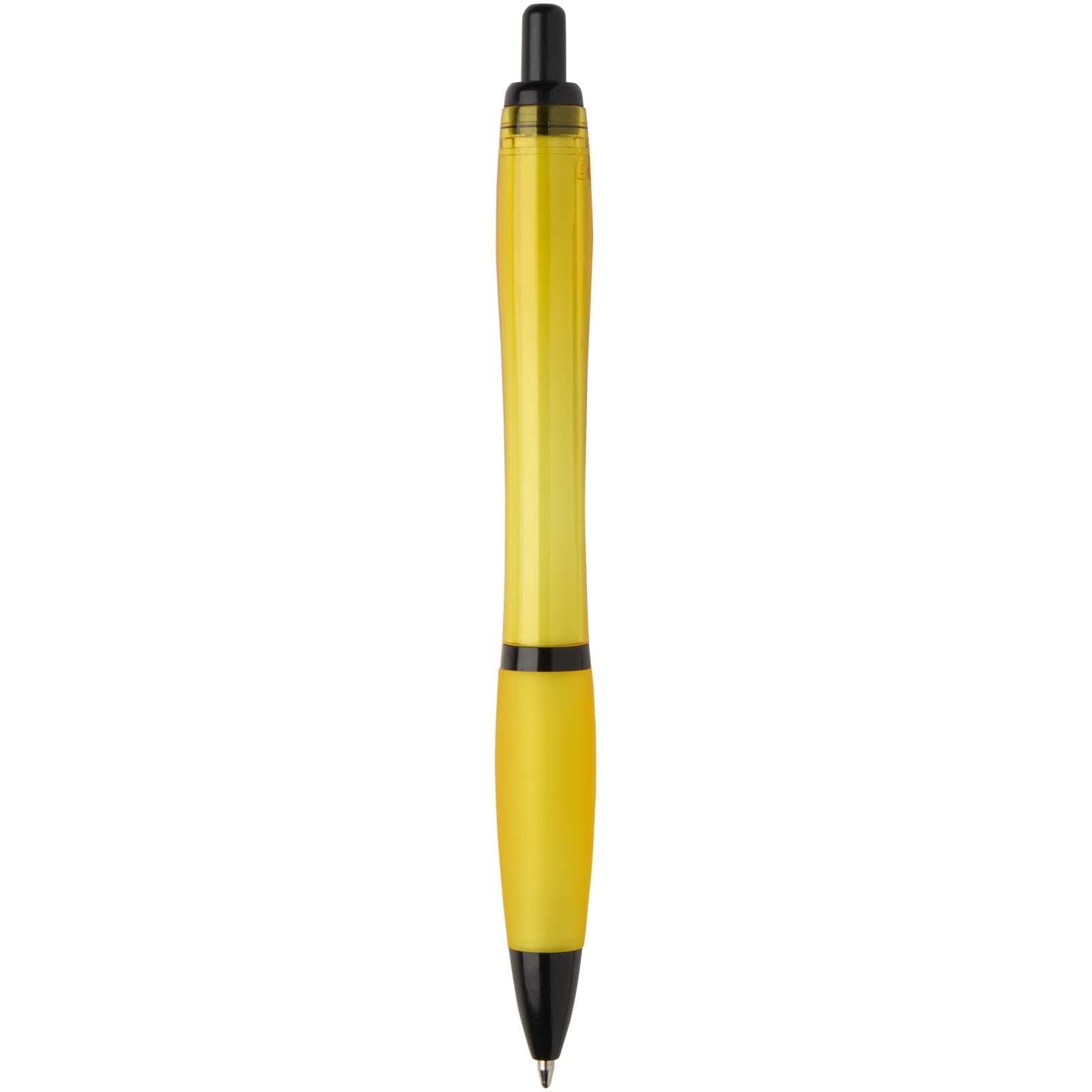 Stylo bille Nash en plastique recyclé avec garnitures noires (encre noire)