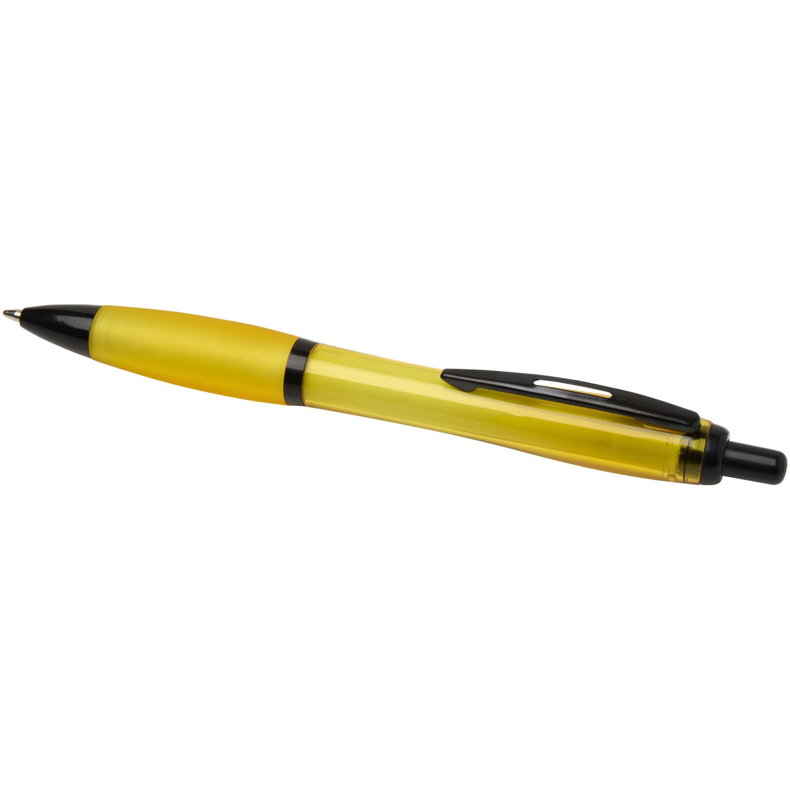 Stylo bille Nash en plastique recyclé avec garnitures noires (encre noire)