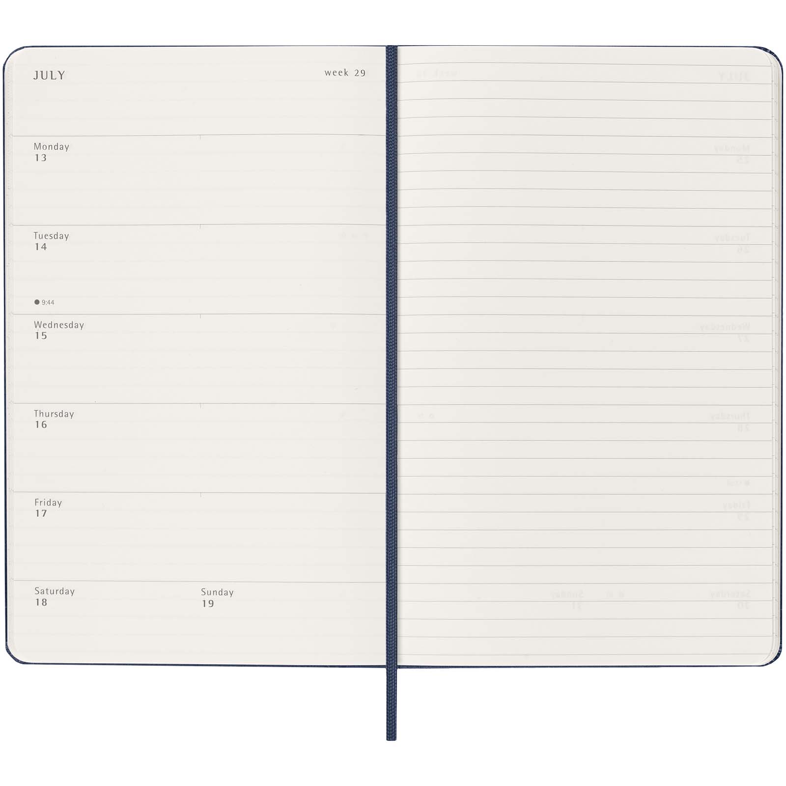 Agenda L hebdomadaire 12 mois Moleskine à couverture rigide