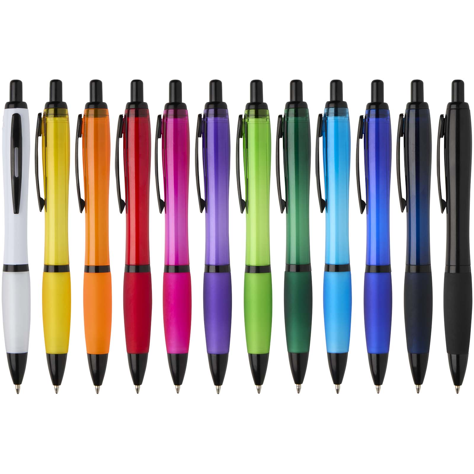 Stylo bille Nash en plastique recyclé avec garnitures noires (encre noire)