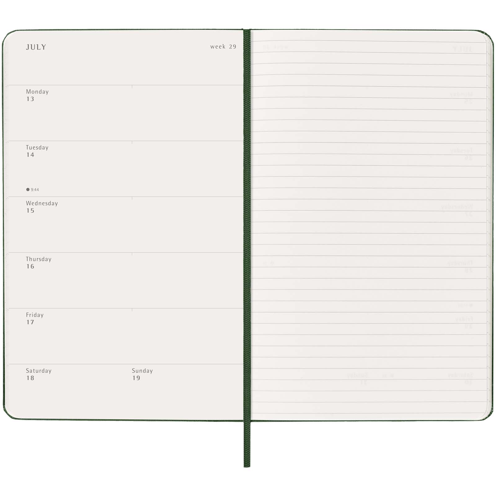 Agenda L hebdomadaire 12 mois Moleskine à couverture rigide