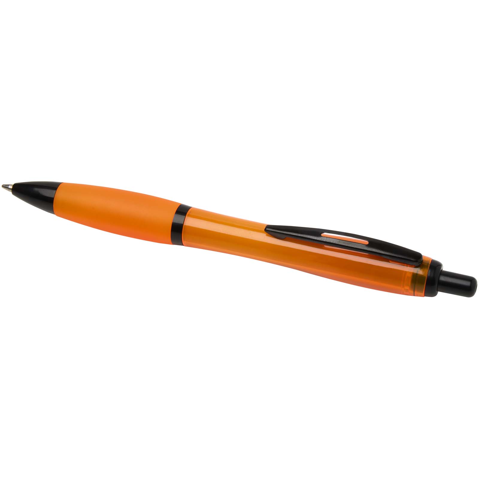 Stylo bille Nash en plastique recyclé avec garnitures noires (encre noire)
