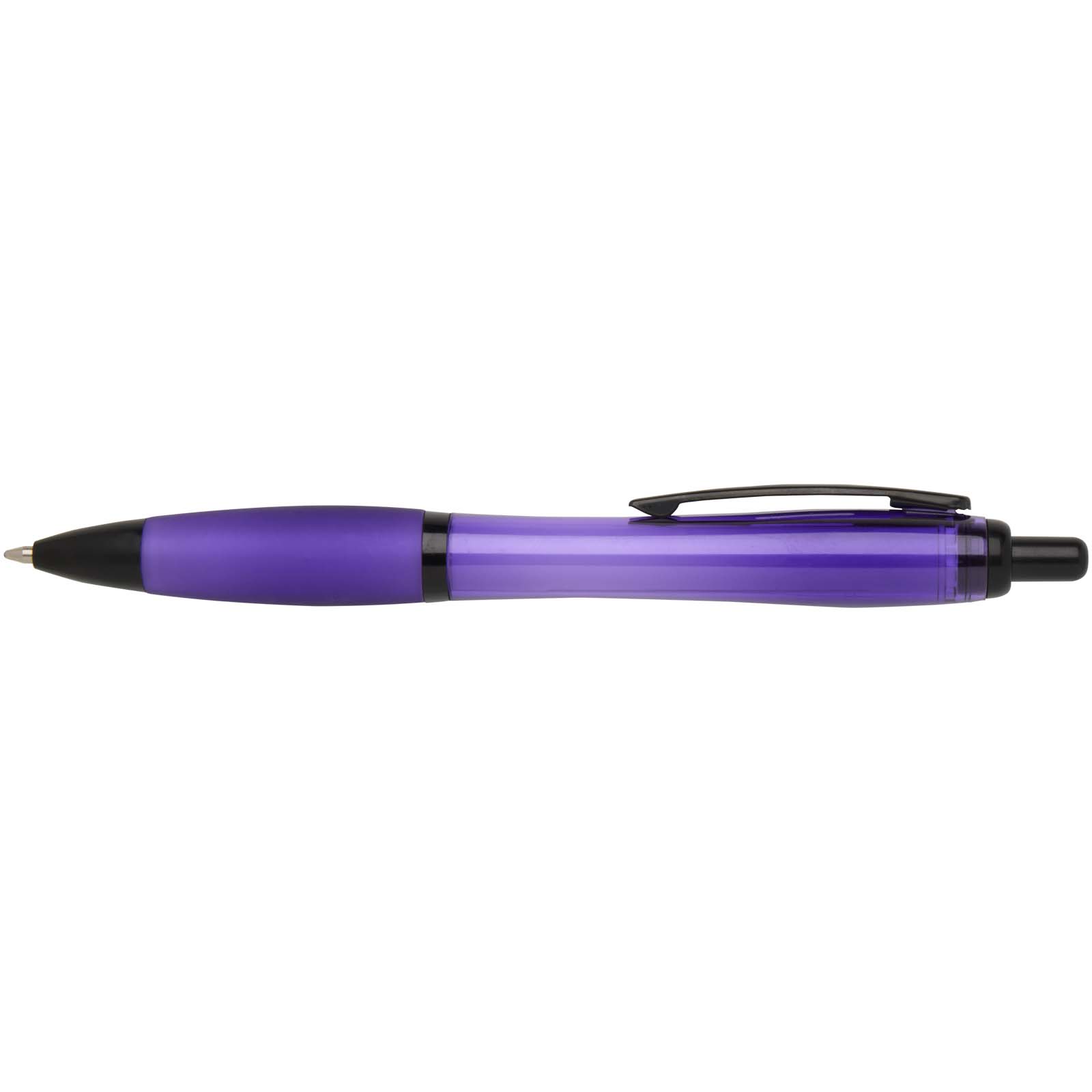 Stylo bille Nash en plastique recyclé avec garnitures noires (encre noire)