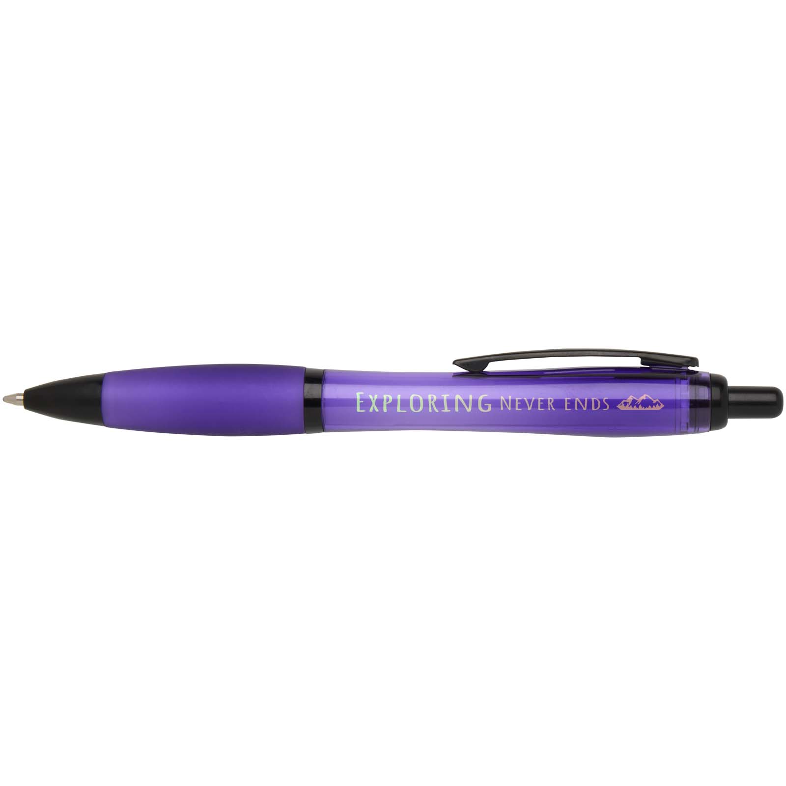 Stylo bille Nash en plastique recyclé avec garnitures noires (encre noire)