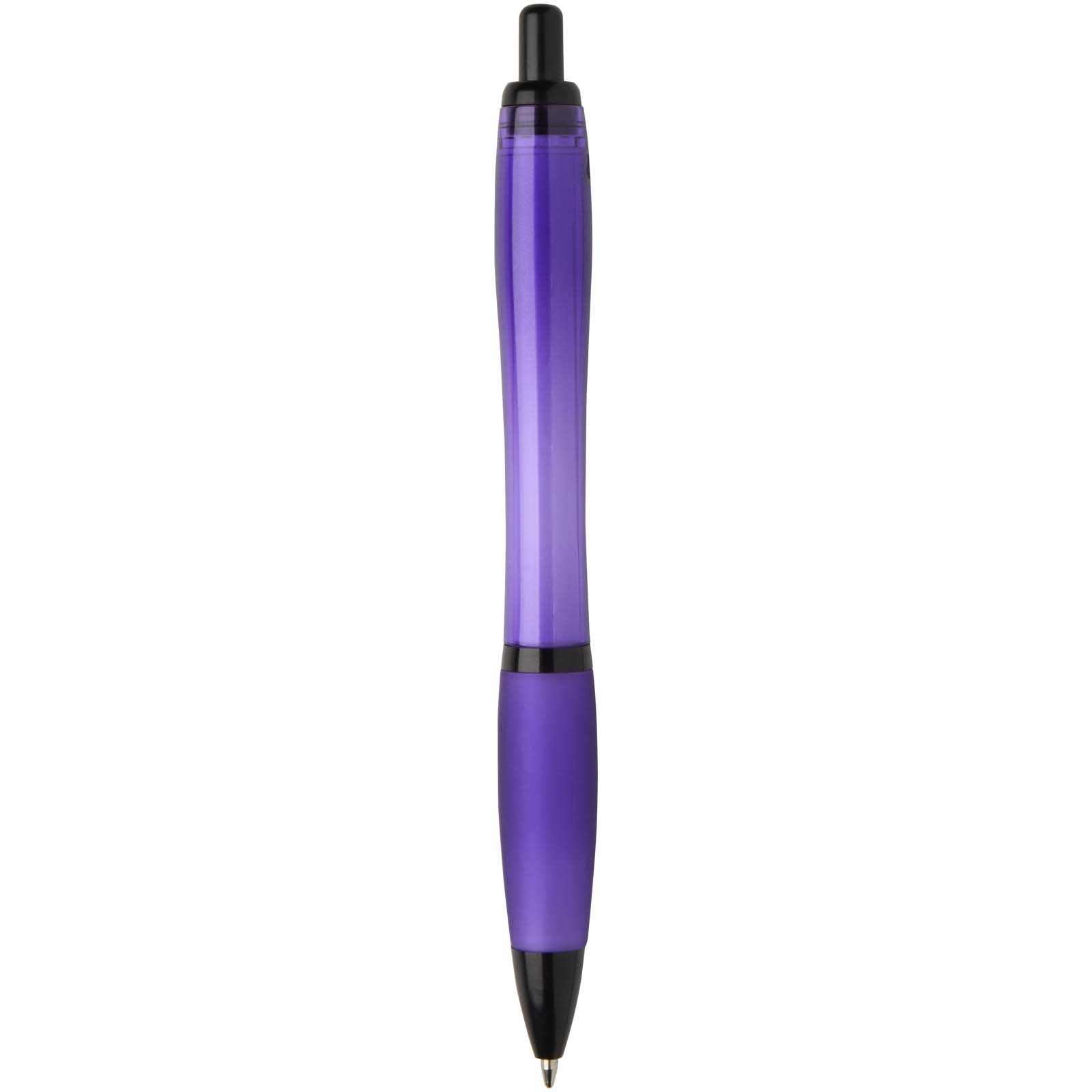 Stylo bille Nash en plastique recyclé avec garnitures noires (encre noire)