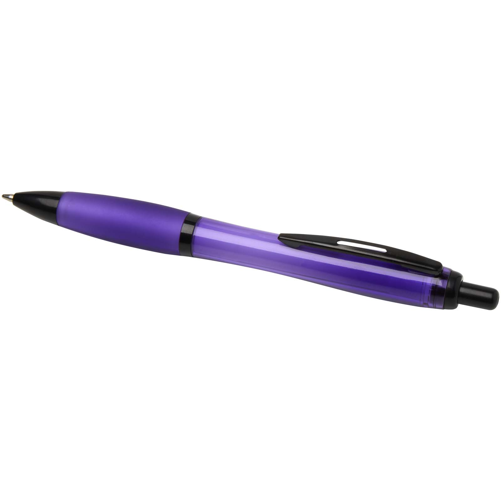 Stylo bille Nash en plastique recyclé avec garnitures noires (encre noire)