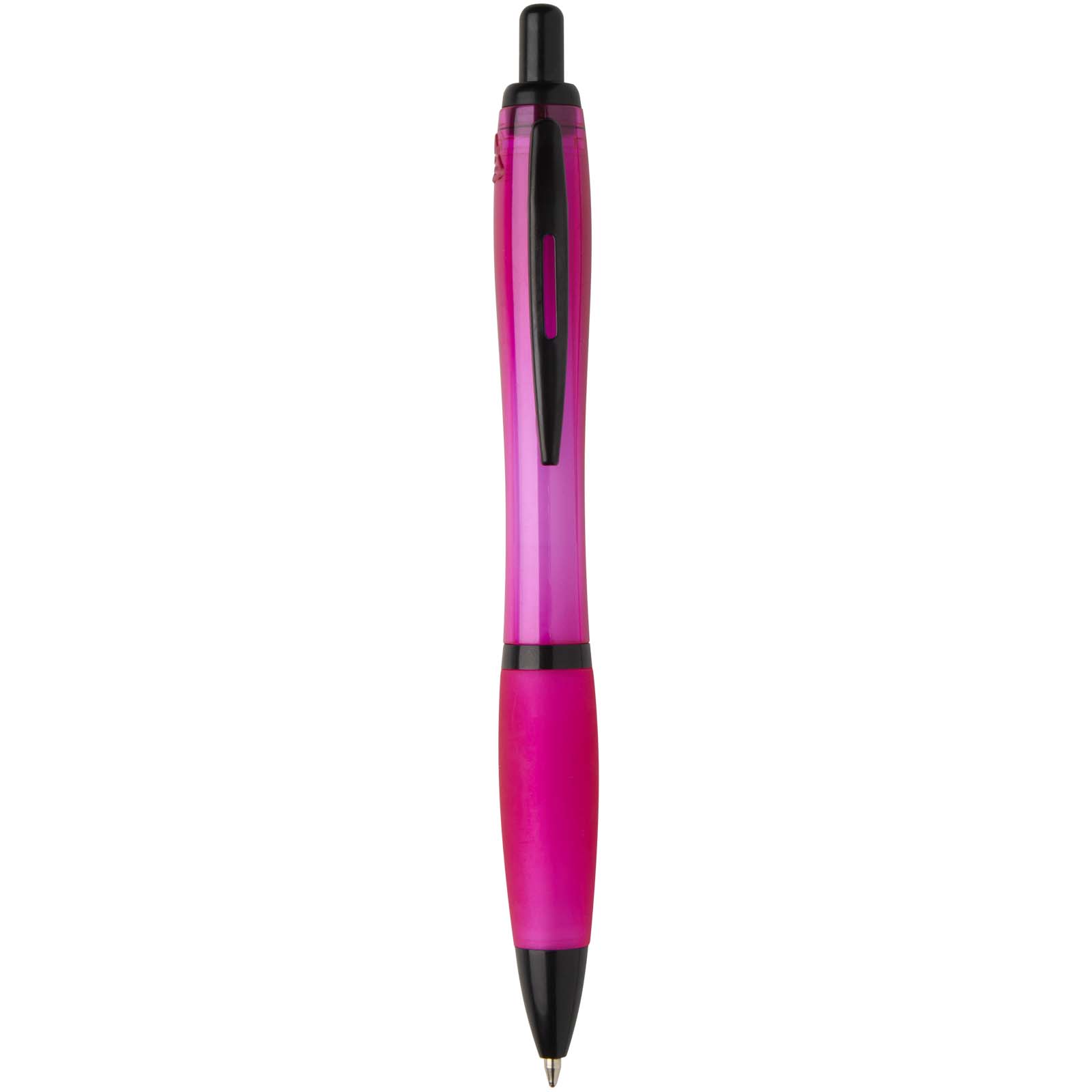 Stylo bille Nash en plastique recyclé avec garnitures noires (encre noire)