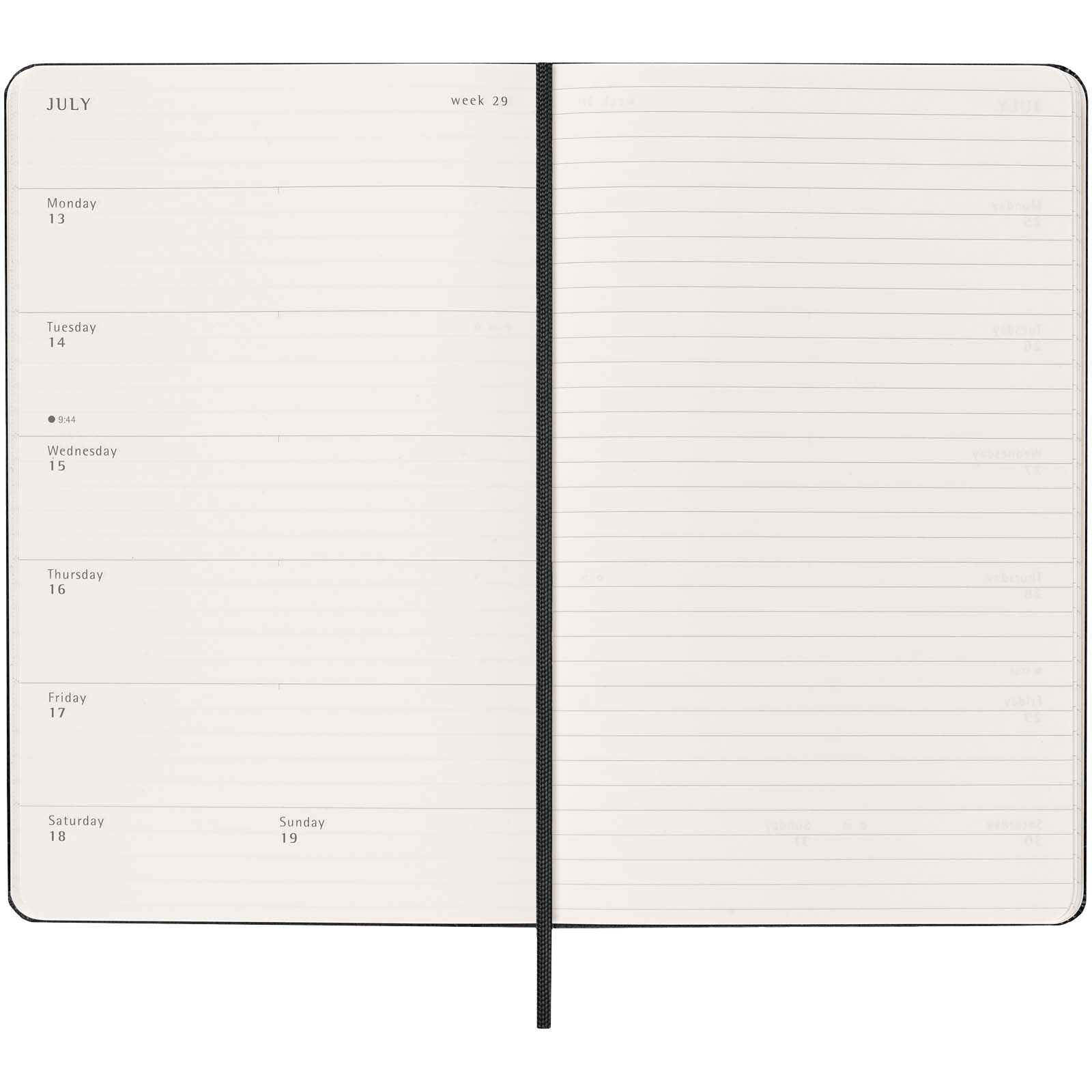 Agenda L hebdomadaire 12 mois Moleskine à couverture rigide