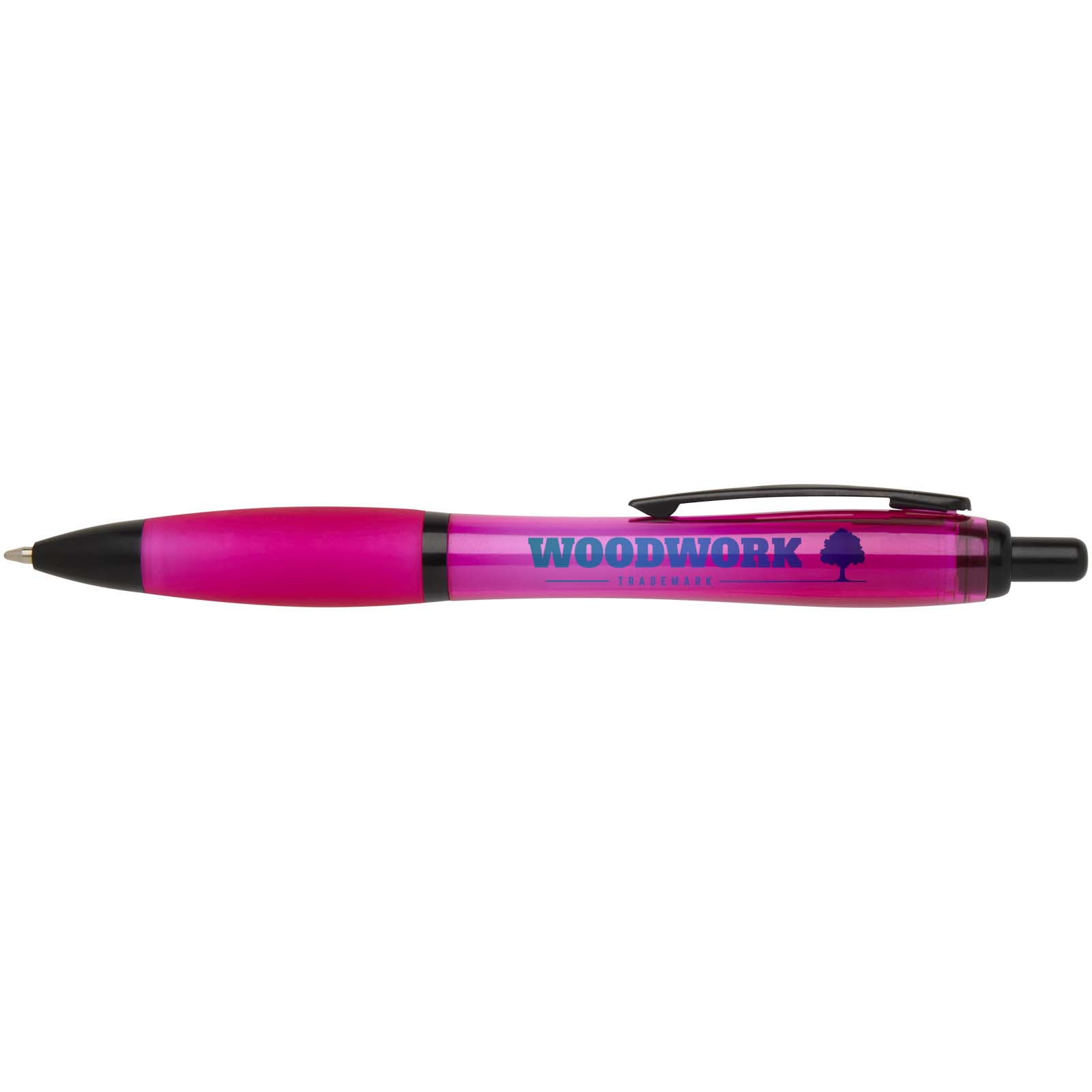 Stylo bille Nash en plastique recyclé avec garnitures noires (encre noire)