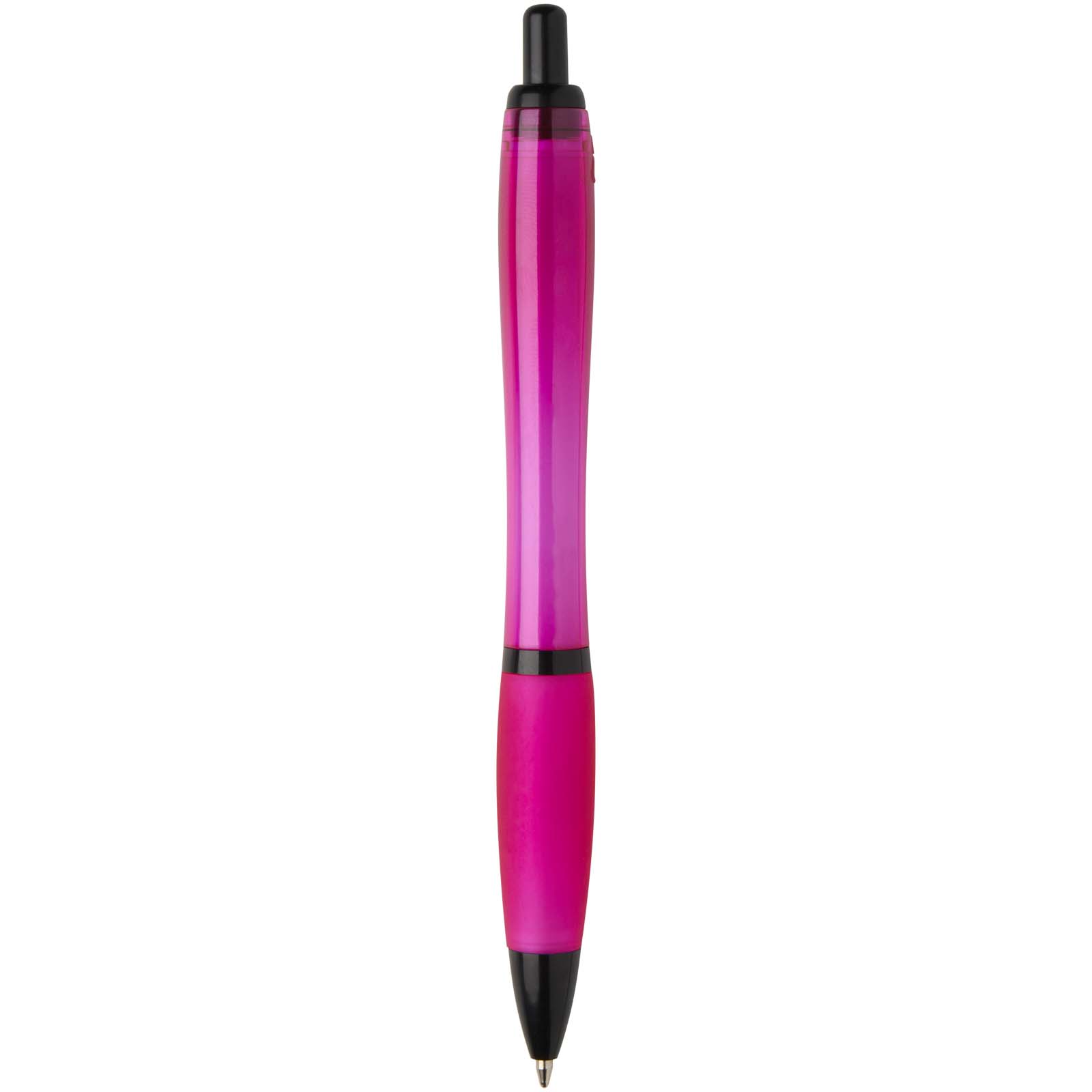 Stylo bille Nash en plastique recyclé avec garnitures noires (encre noire)