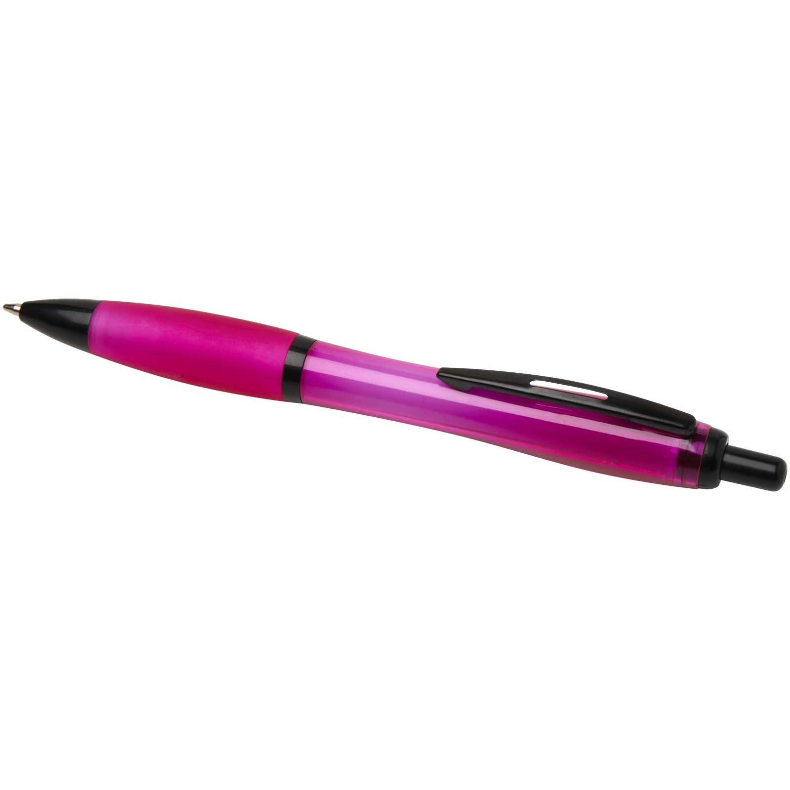 Stylo bille Nash en plastique recyclé avec garnitures noires (encre noire)