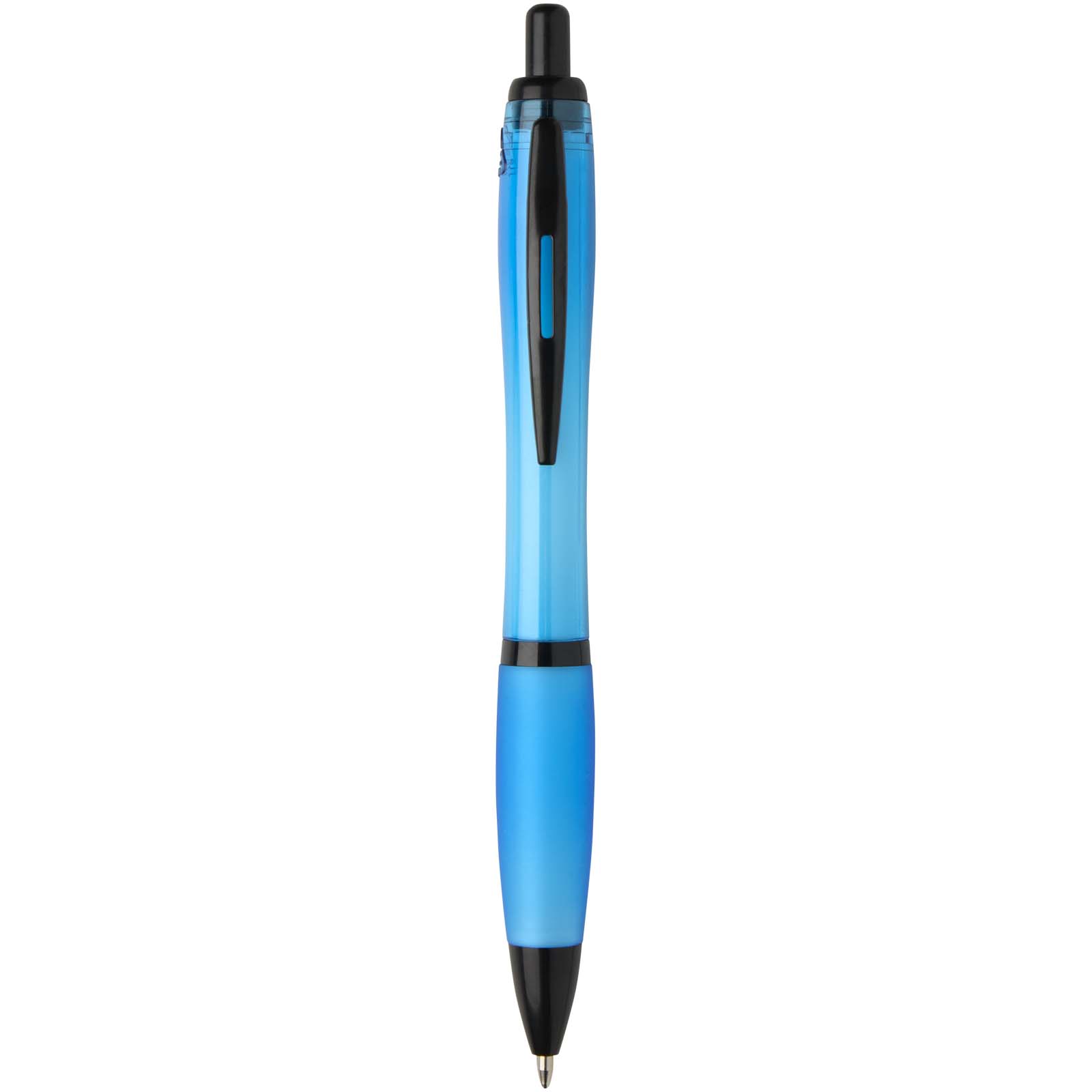 Stylo bille Nash en plastique recyclé avec garnitures noires (encre noire)