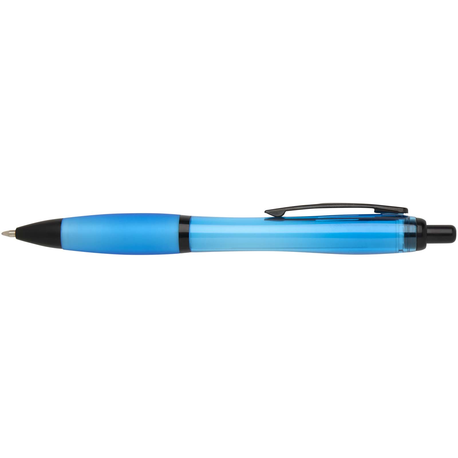 Stylo bille Nash en plastique recyclé avec garnitures noires (encre noire)