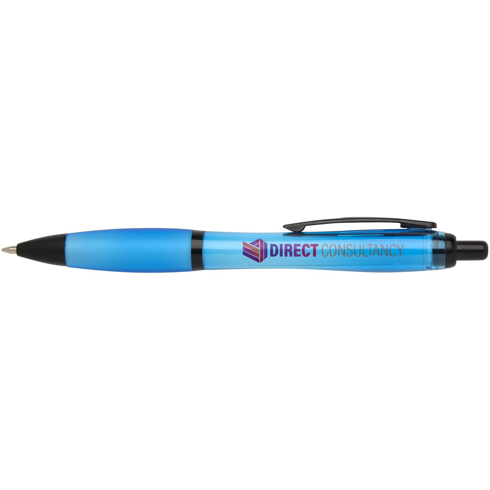 Stylo bille Nash en plastique recyclé avec garnitures noires (encre noire)
