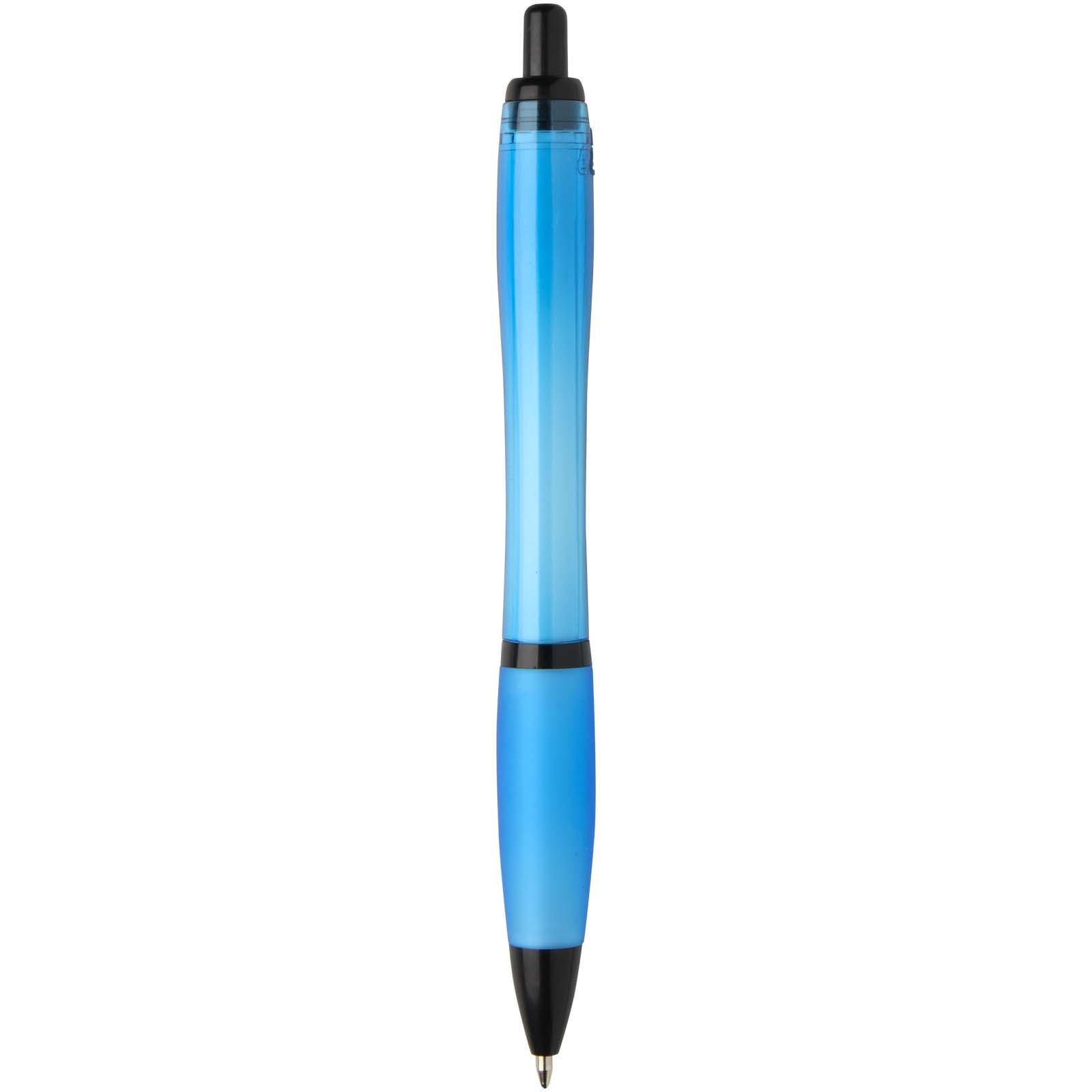 Stylo bille Nash en plastique recyclé avec garnitures noires (encre noire)