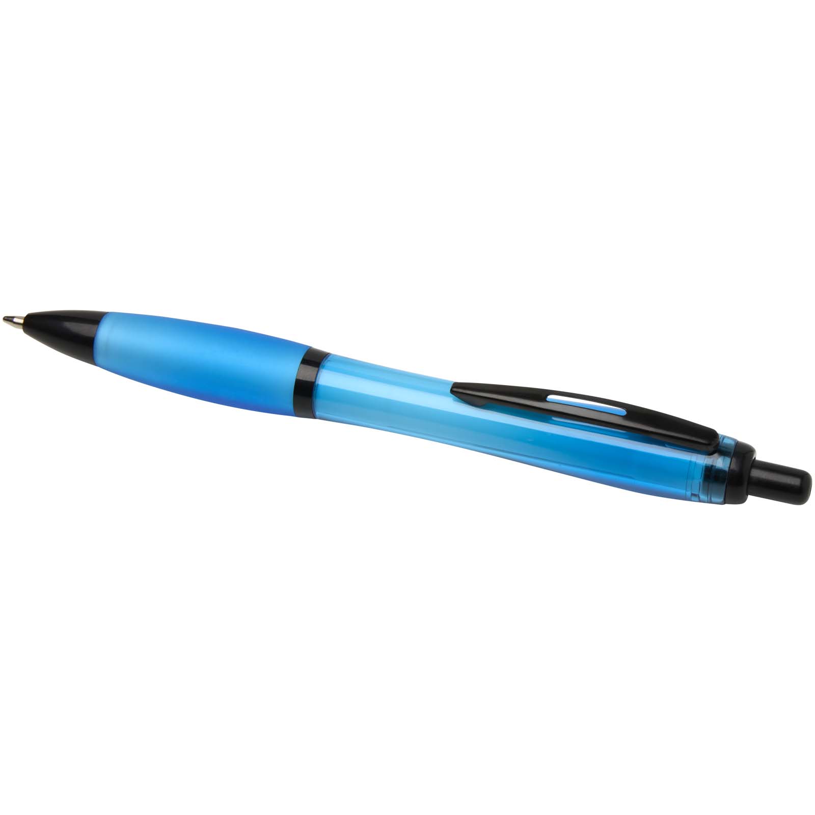Stylo bille Nash en plastique recyclé avec garnitures noires (encre noire)