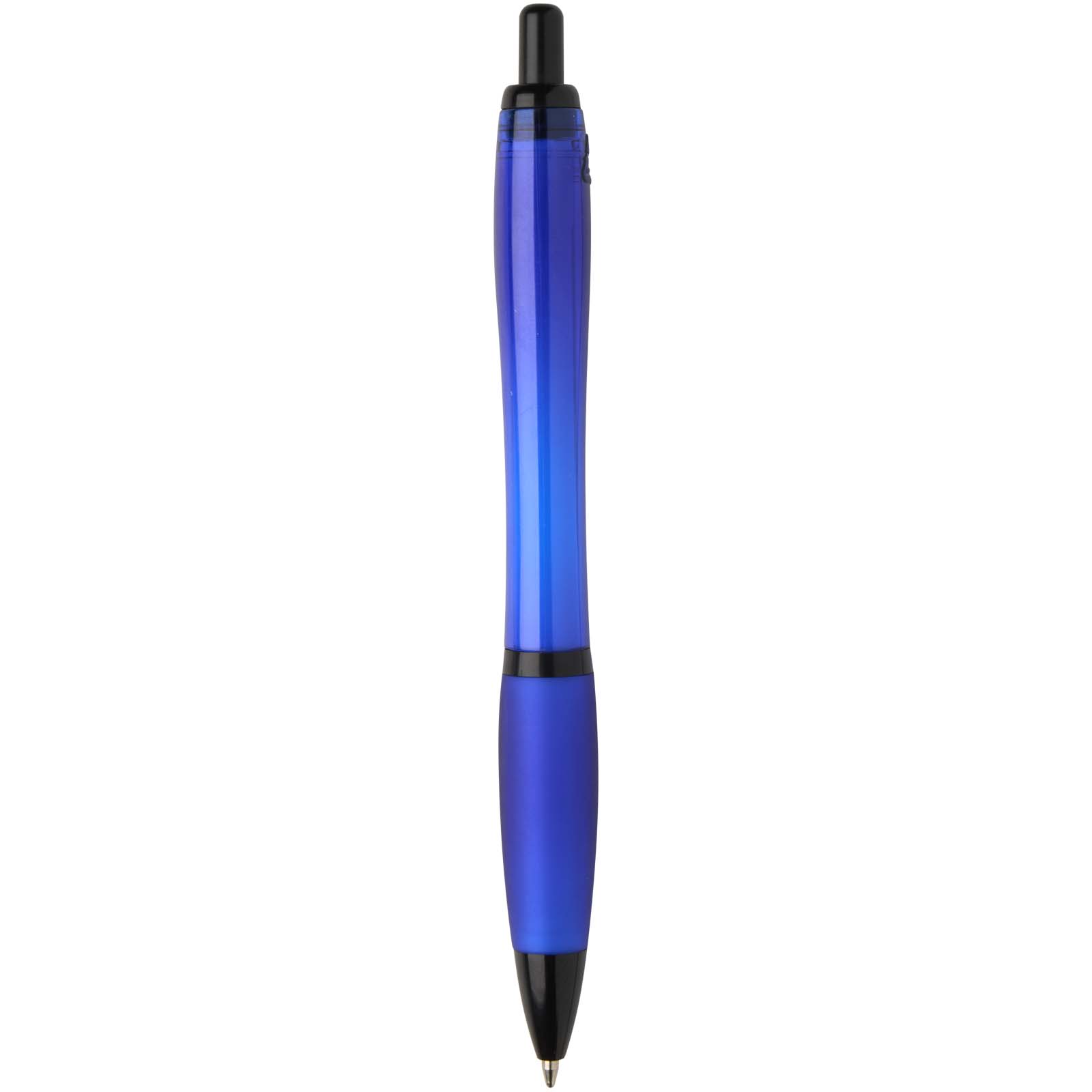 Stylo bille Nash en plastique recyclé avec garnitures noires (encre noire)