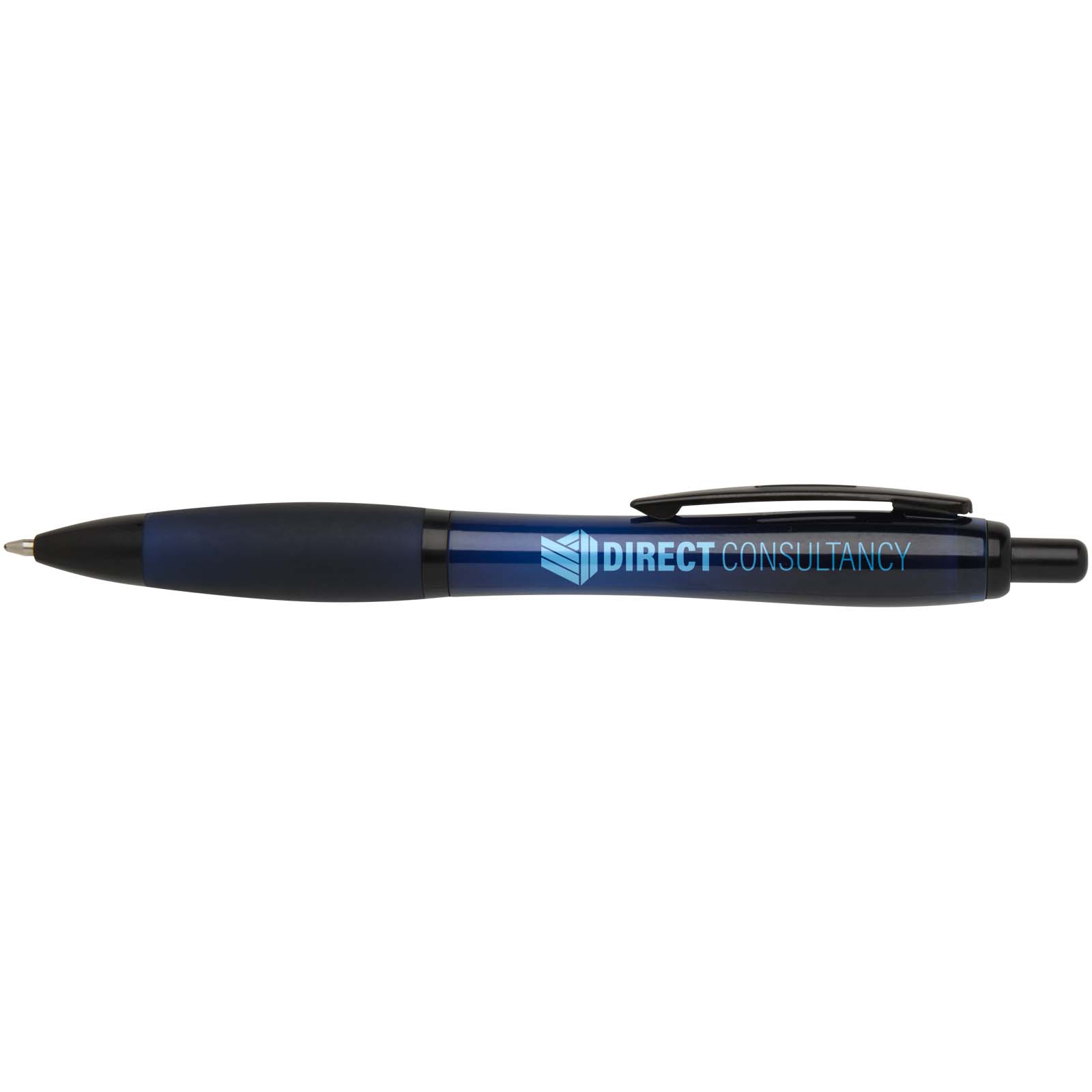 Stylo bille Nash en plastique recyclé avec garnitures noires (encre noire)