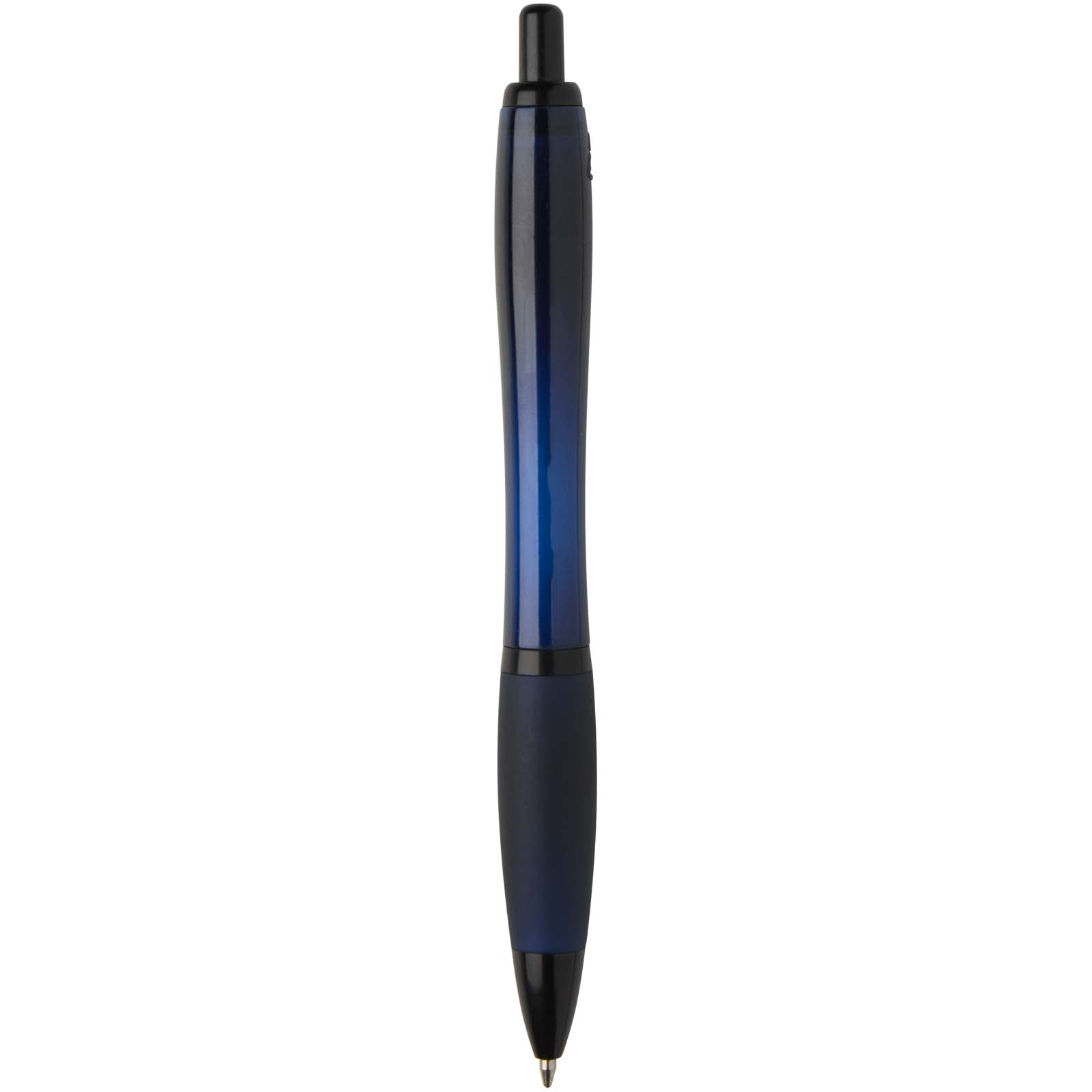 Stylo bille Nash en plastique recyclé avec garnitures noires (encre noire)