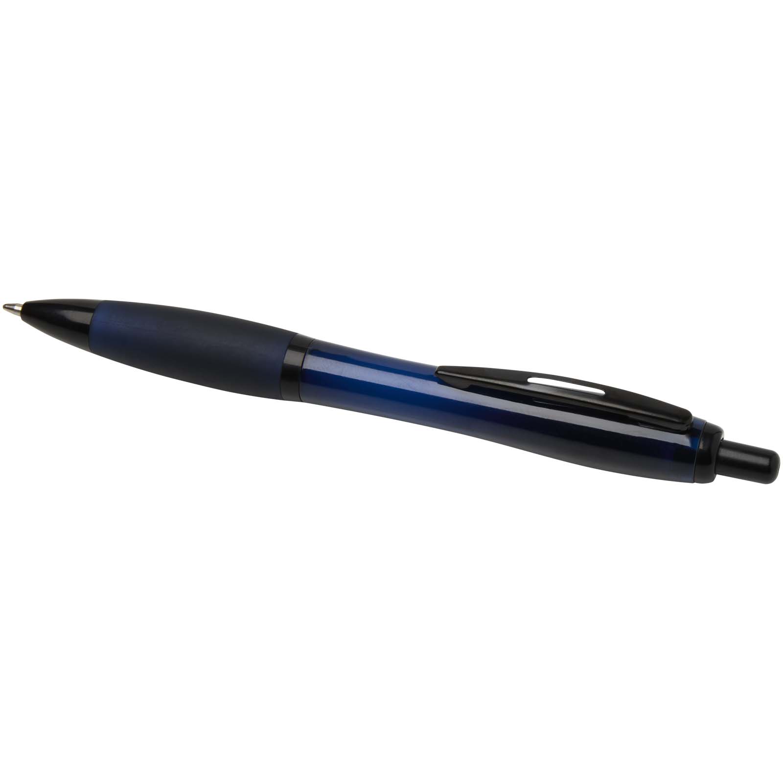 Stylo bille Nash en plastique recyclé avec garnitures noires (encre noire)