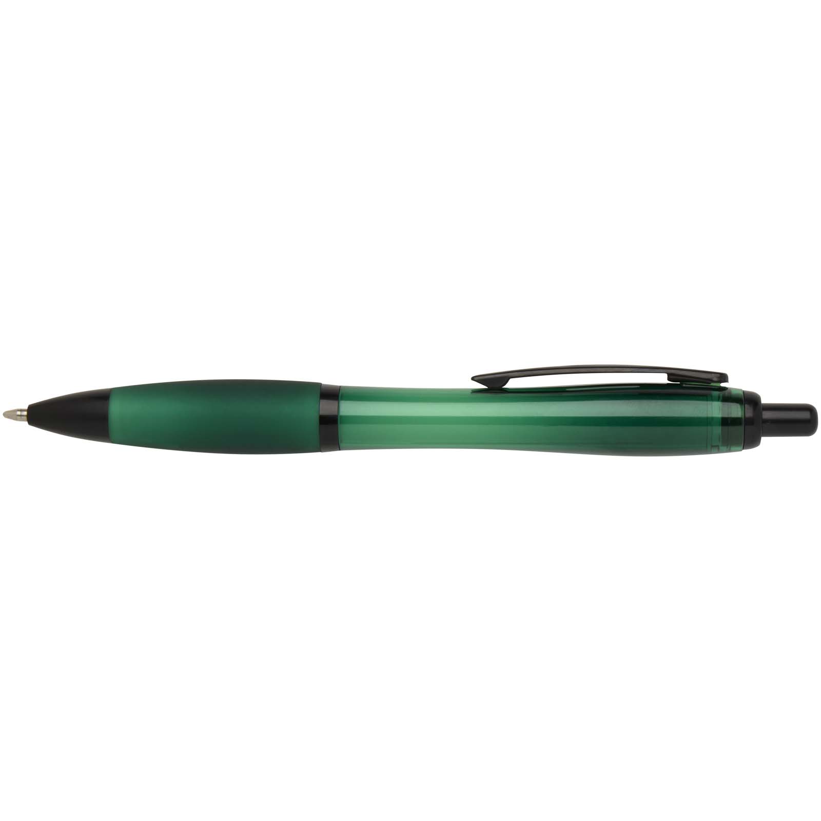 Stylo bille Nash en plastique recyclé avec garnitures noires (encre noire)