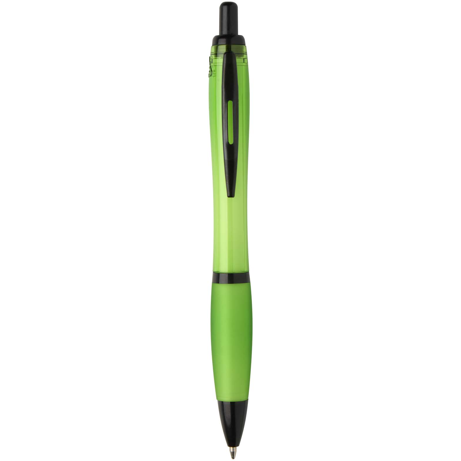 Stylo bille Nash en plastique recyclé avec garnitures noires (encre noire)