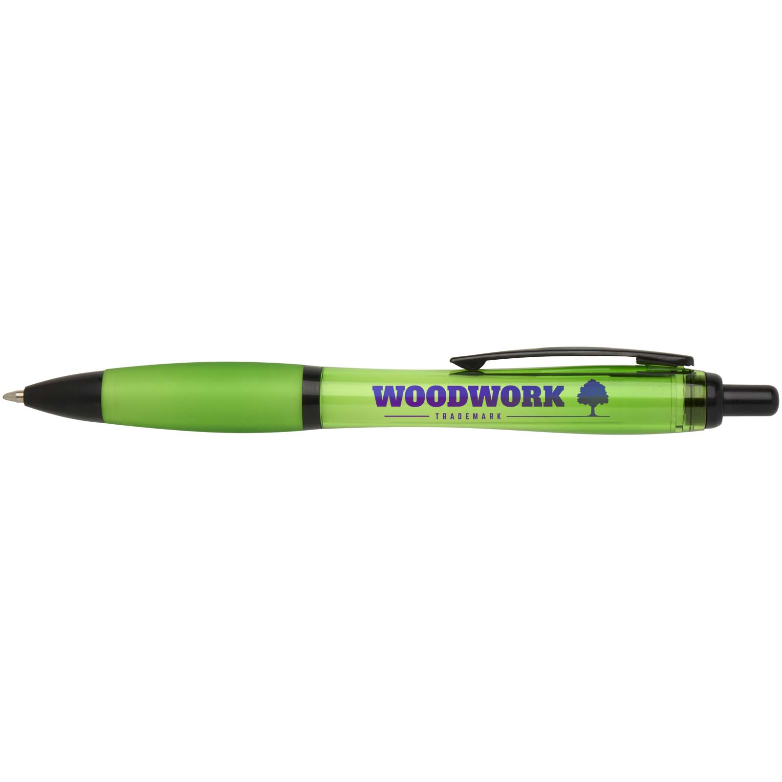 Stylo bille Nash en plastique recyclé avec garnitures noires (encre noire)