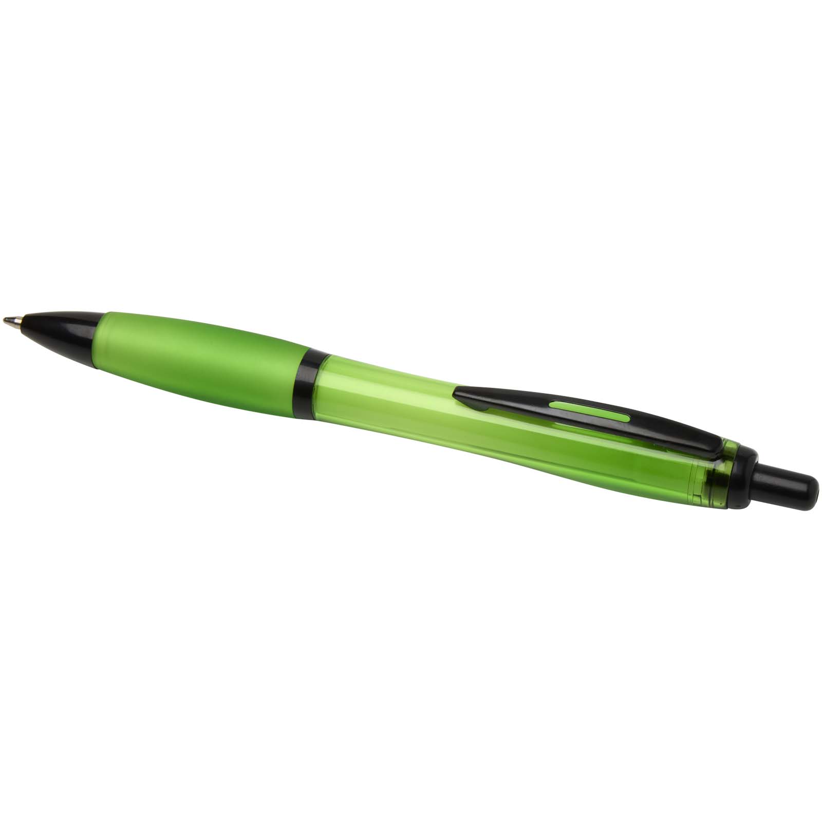 Stylo bille Nash en plastique recyclé avec garnitures noires (encre noire)