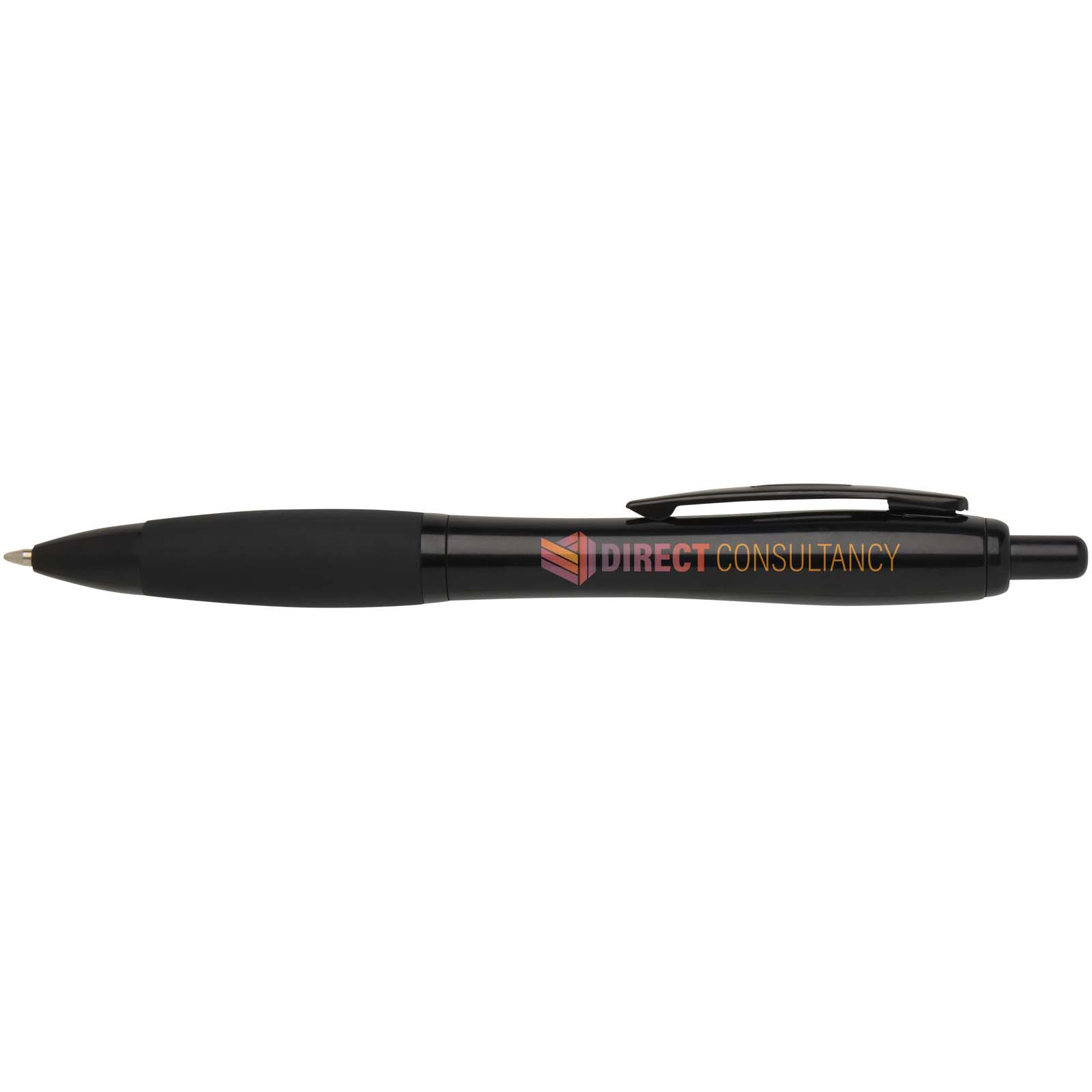 Stylo bille Nash en plastique recyclé avec garnitures noires (encre noire)
