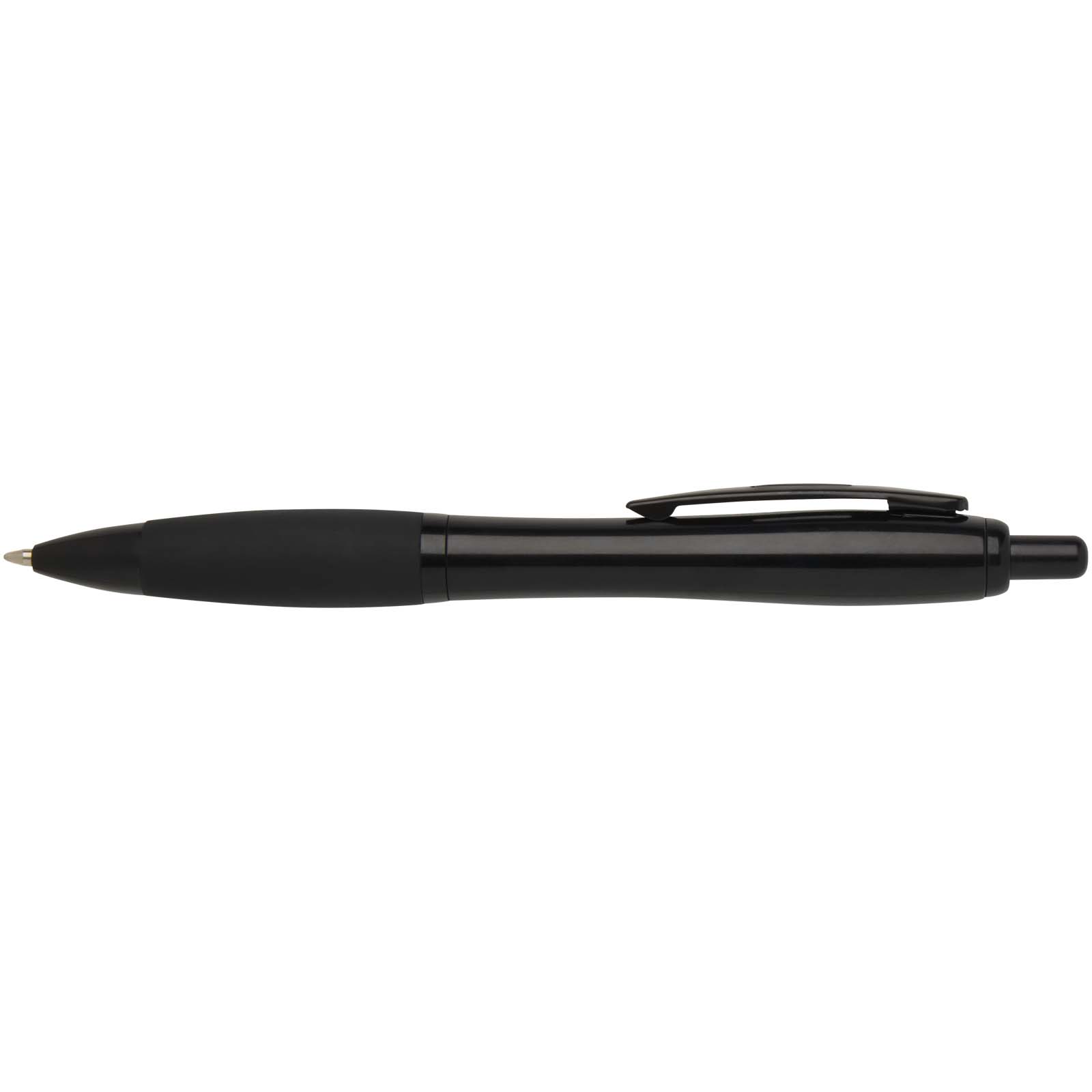 Stylo bille Nash en plastique recyclé avec garnitures noires (encre noire)