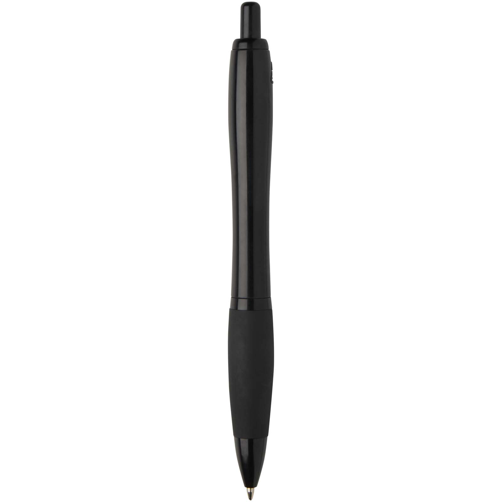 Stylo bille Nash en plastique recyclé avec garnitures noires (encre noire)