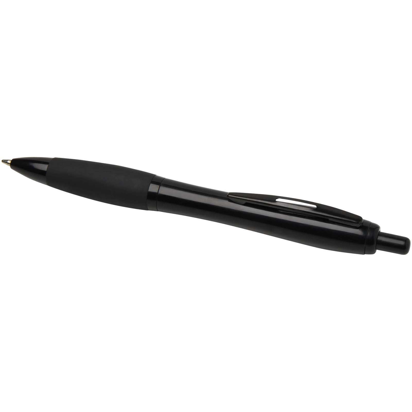 Stylo bille Nash en plastique recyclé avec garnitures noires (encre noire)