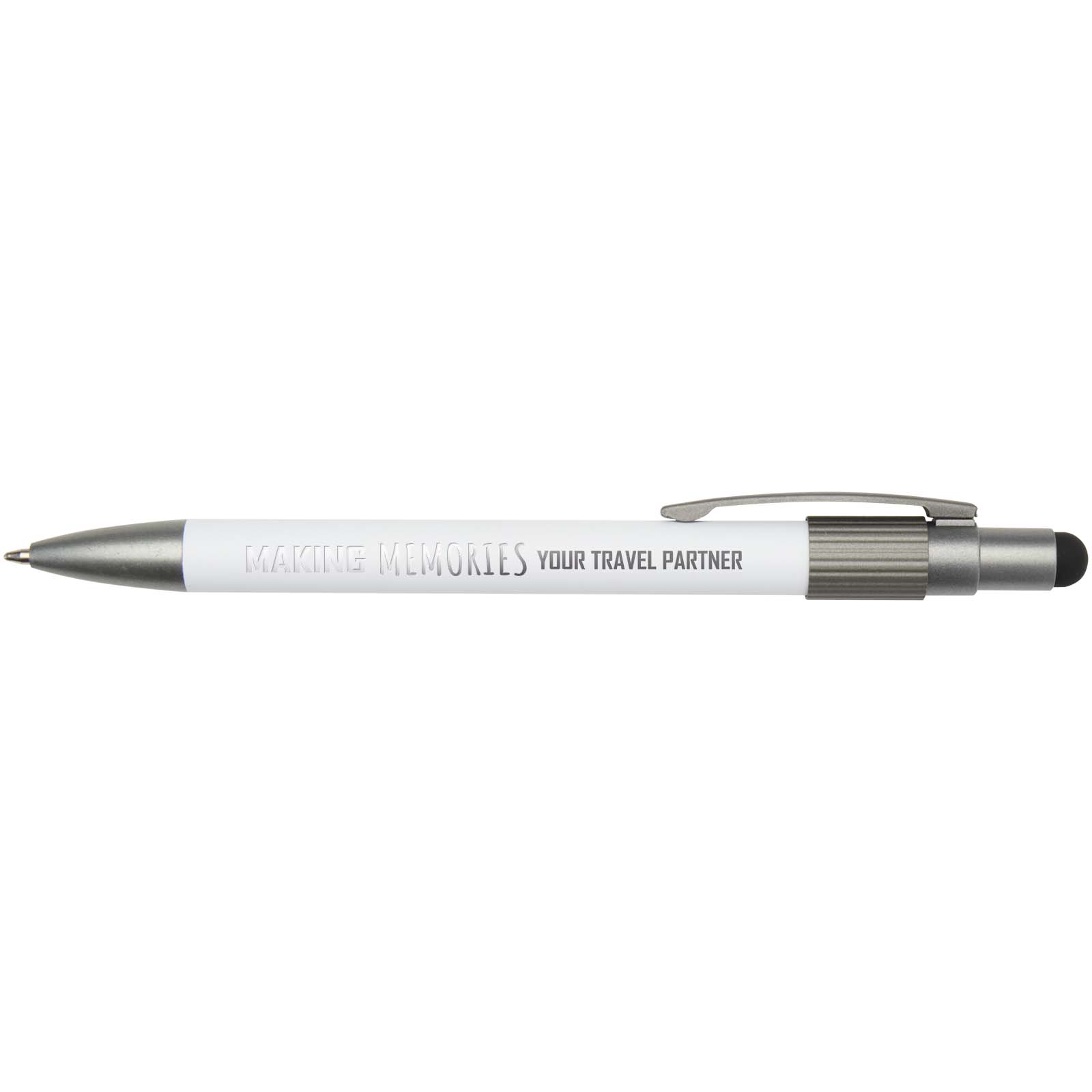 Stylo bille recyclé RCS avec stylet et toupie antistress (encre bleue) Rill