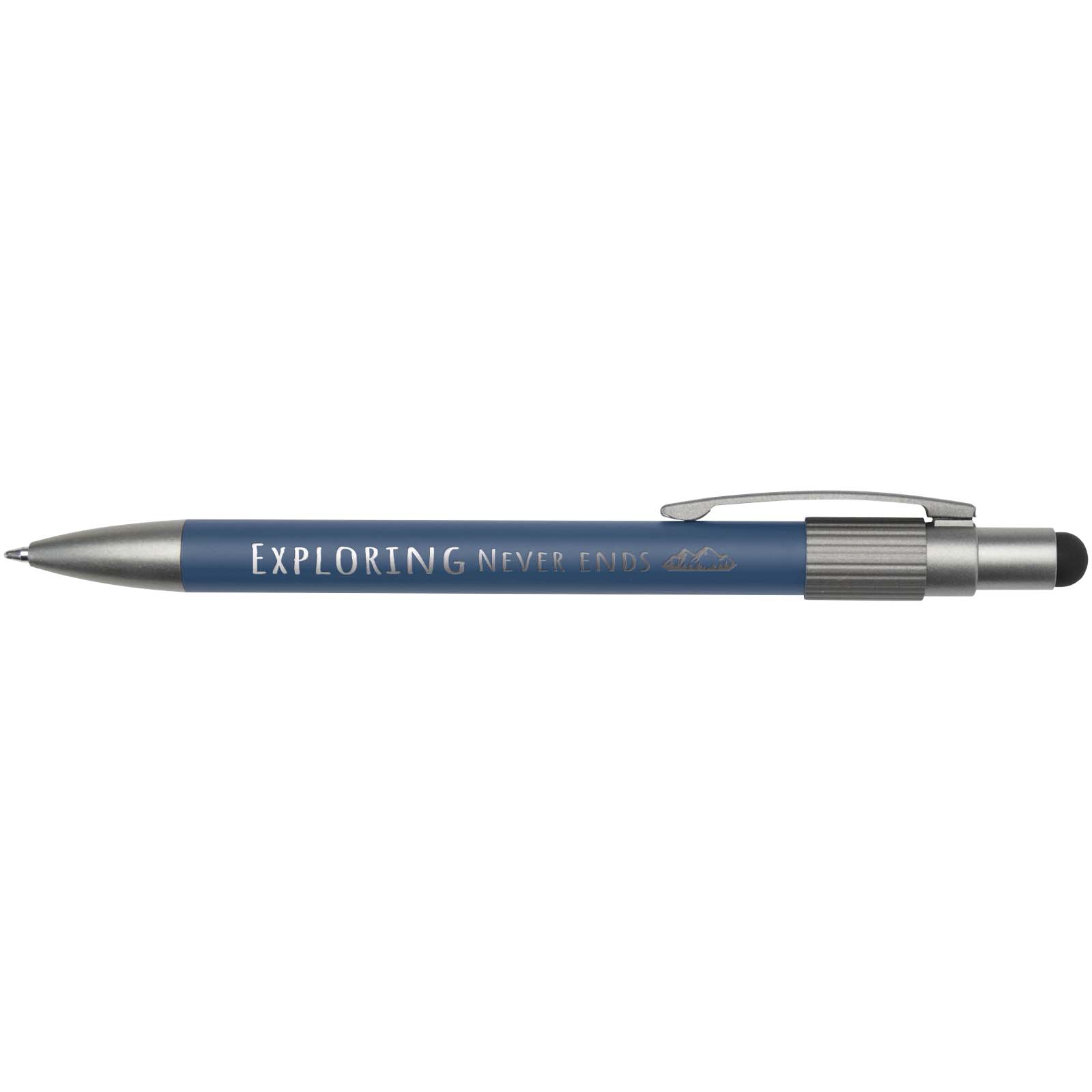Stylo bille recyclé RCS avec stylet et toupie antistress (encre bleue) Rill