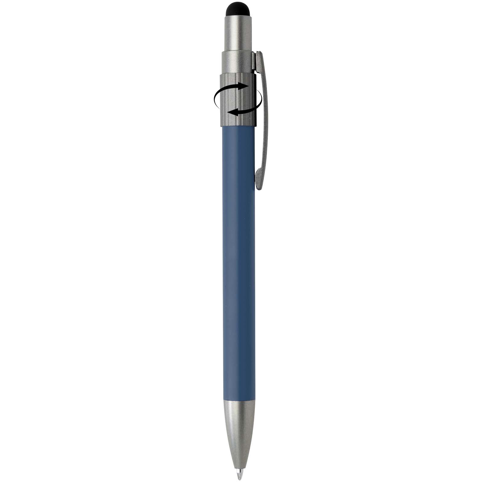 Stylo bille recyclé RCS avec stylet et toupie antistress (encre bleue) Rill