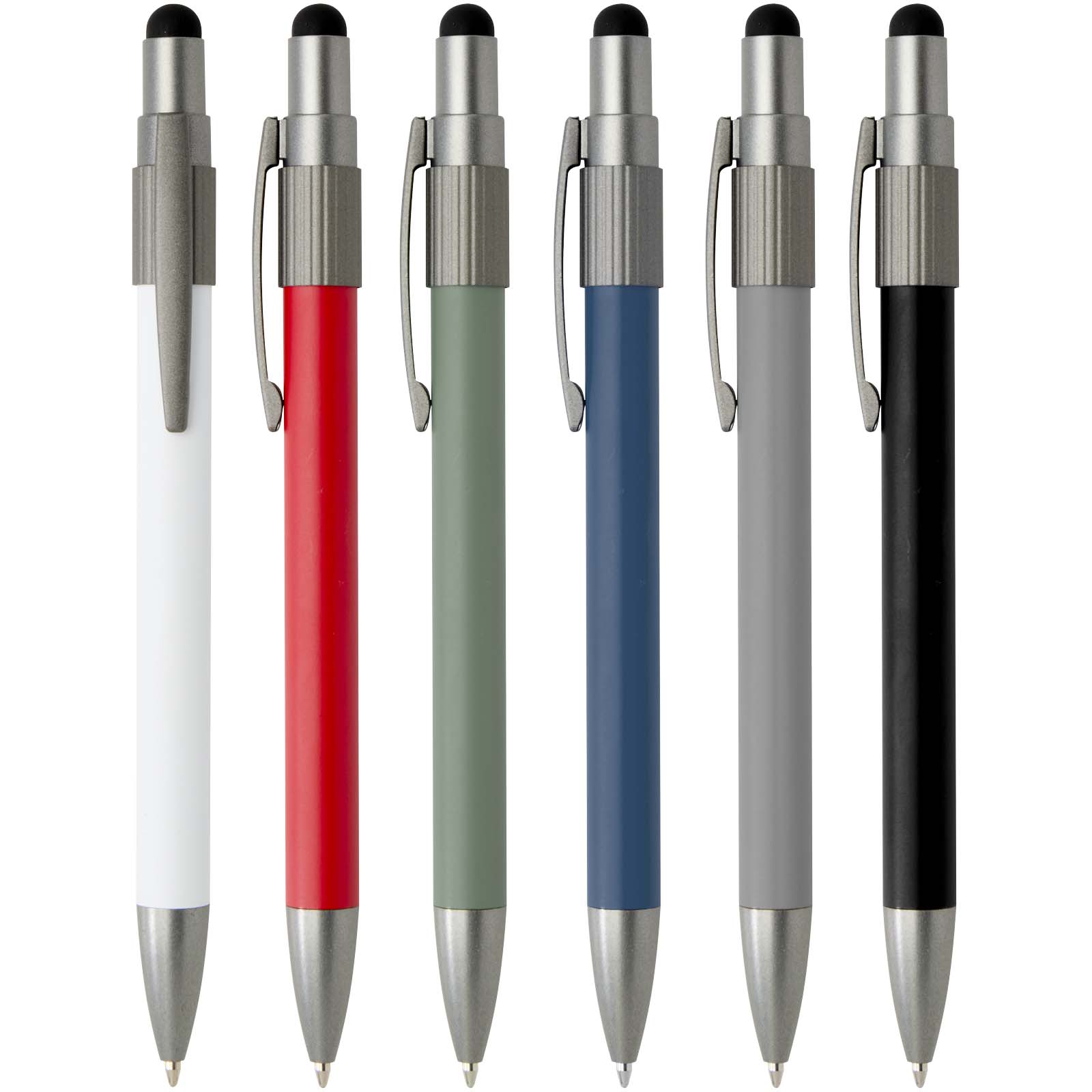 Stylo bille recyclé RCS avec stylet et toupie antistress (encre bleue) Rill