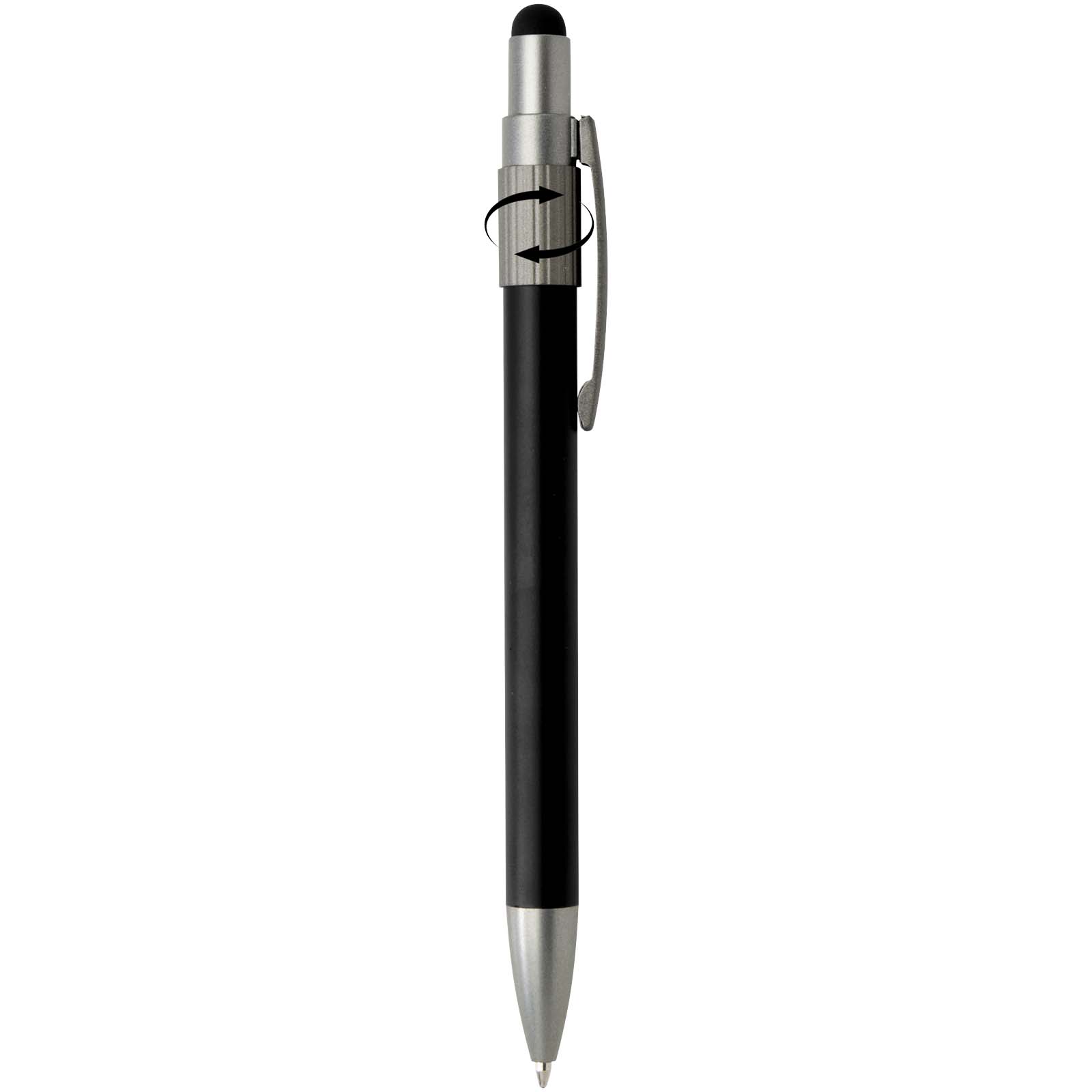 Stylo bille recyclé RCS avec stylet et toupie antistress (encre bleue) Rill