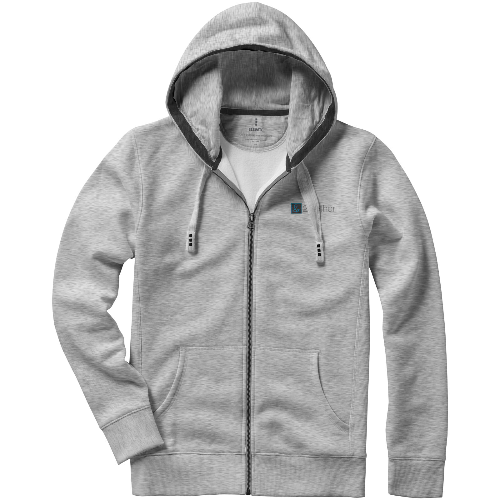 Elevate Sweat shirt à capuche full zip unisex de 300 g/m² Arora