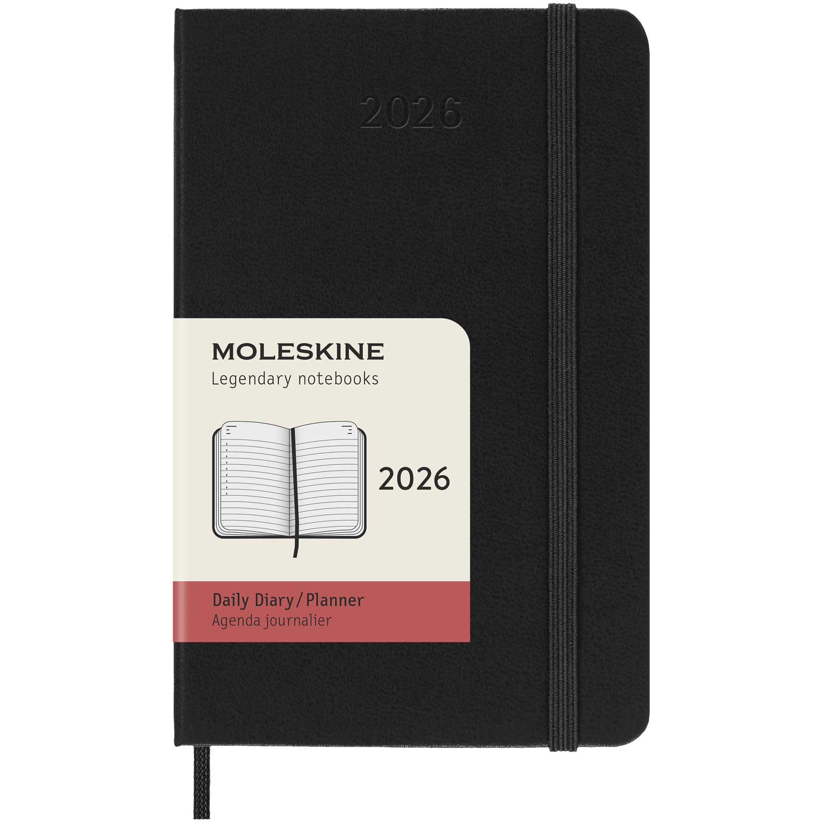 Agenda de poche quotidien 12 mois Moleskine à couverture rigide