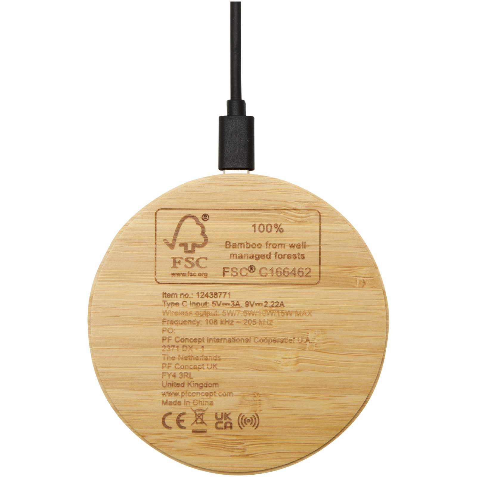 Tapis de charge sans fil en bambou Essence de 15 W