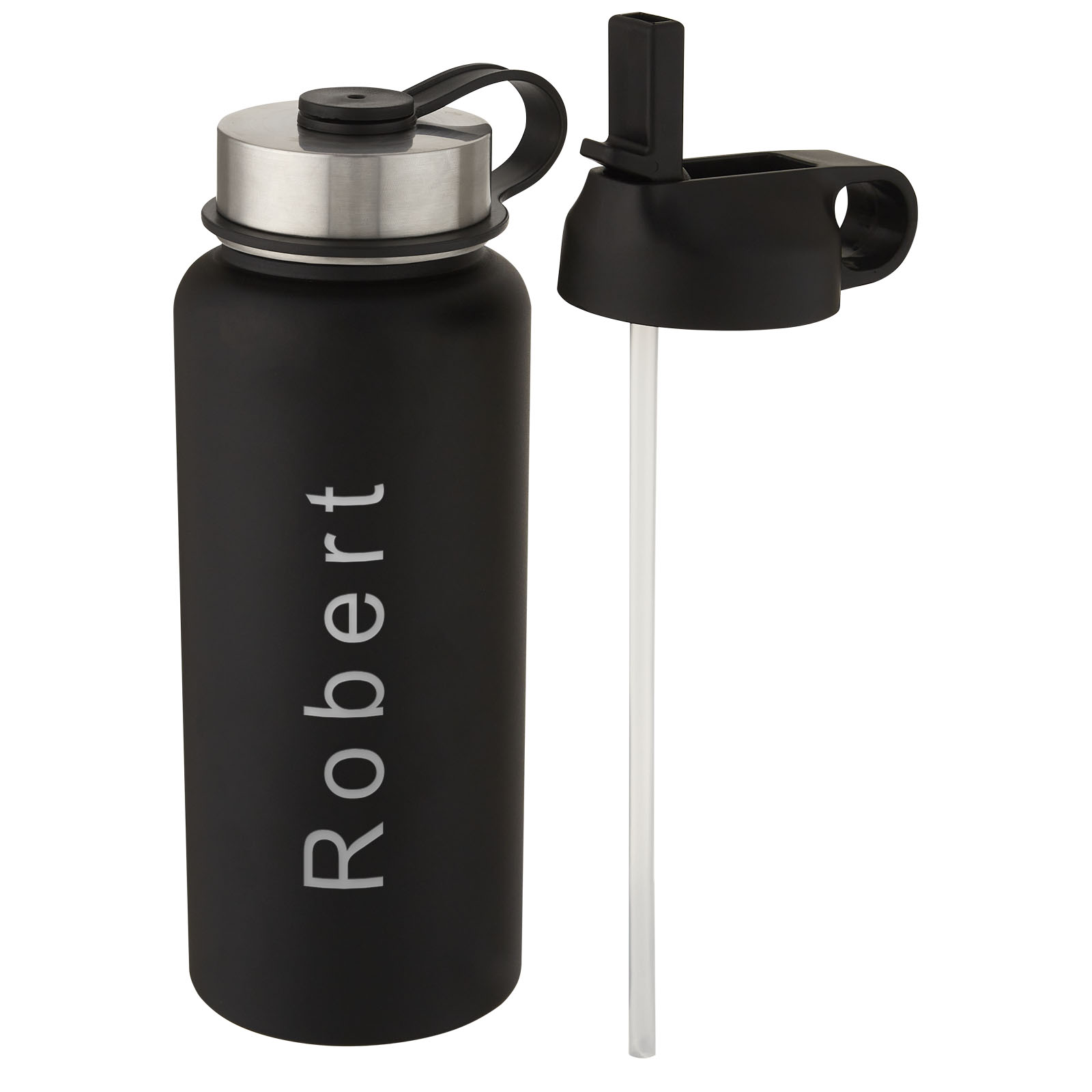 Bouteille de sport isotherme Supra 1 l avec couche de cuivre et 2 couvercles