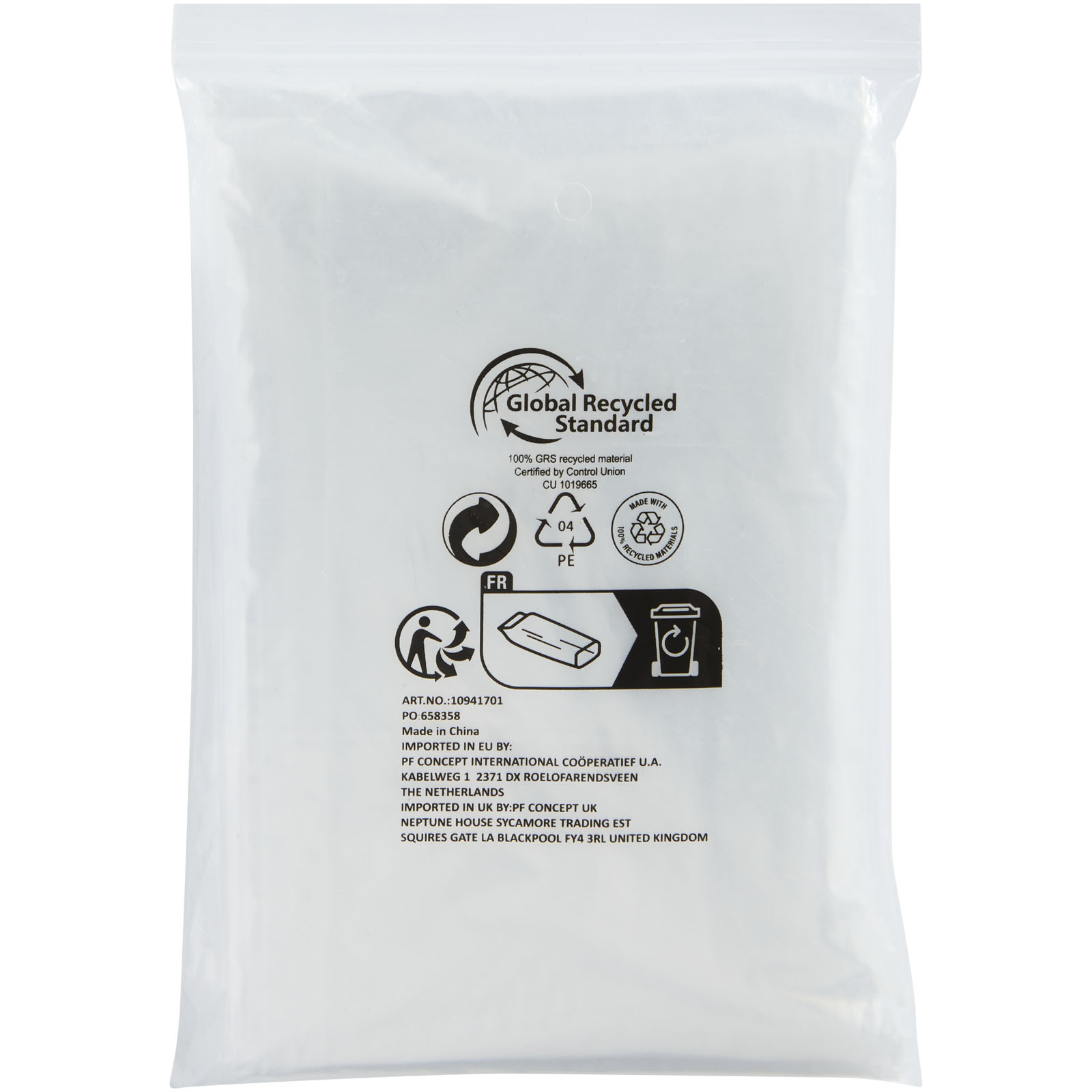 Poncho jetable pour la pluie Mayan recyclé certifié GRS avec pochette de rangement