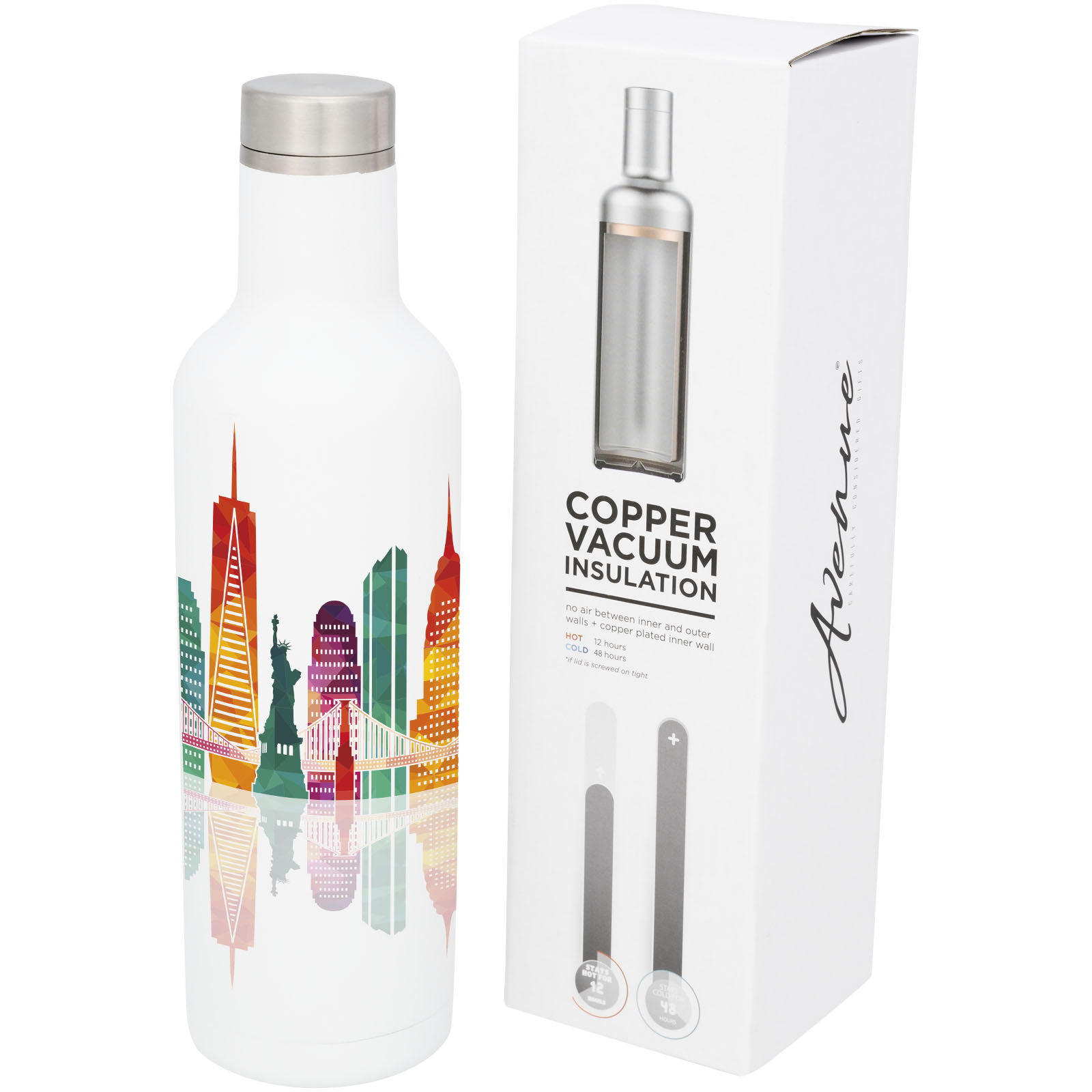 Bouteille Pinto avec isolation par le vide et couche de cuivre 750ml