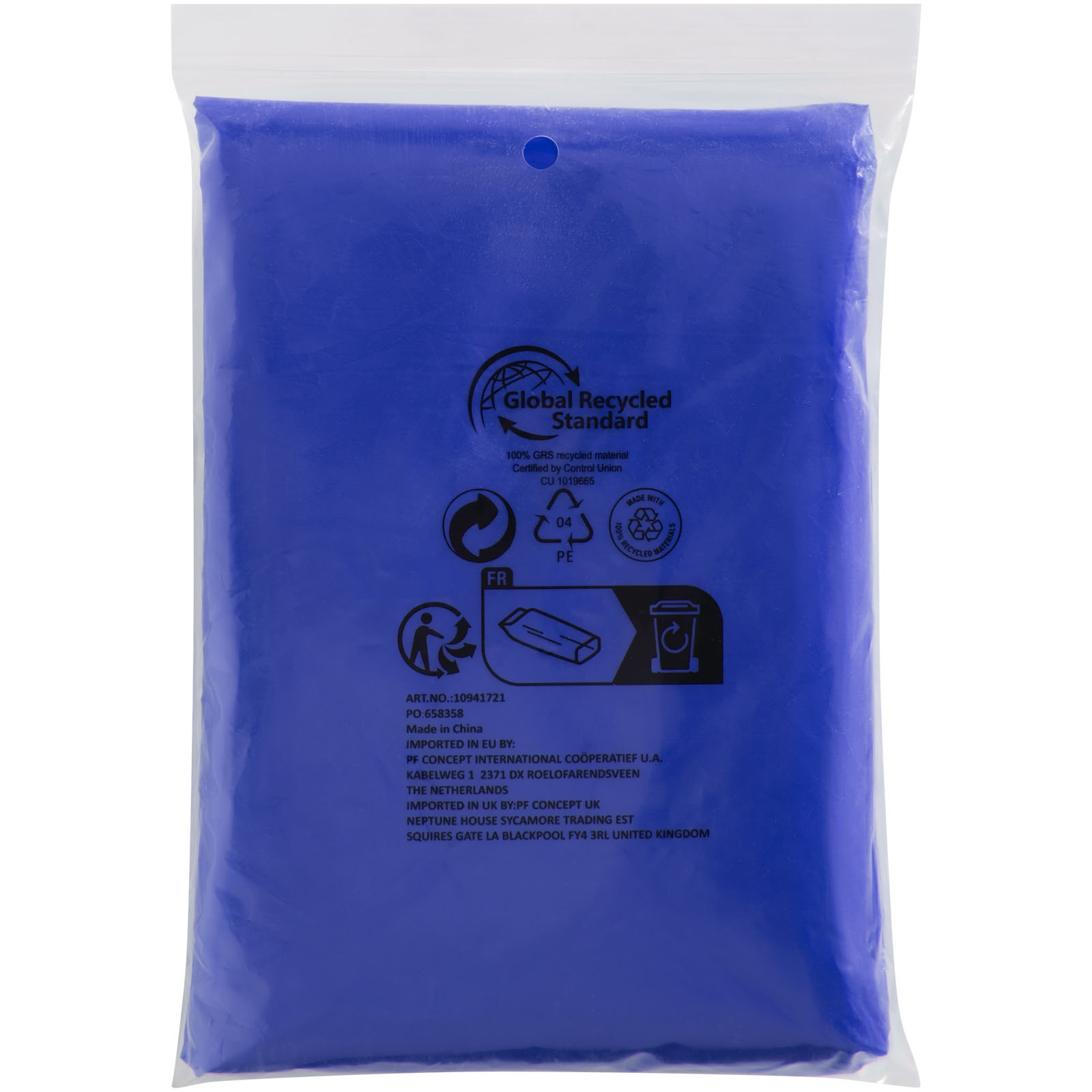 Poncho jetable pour la pluie Mayan recyclé certifié GRS avec pochette de rangement