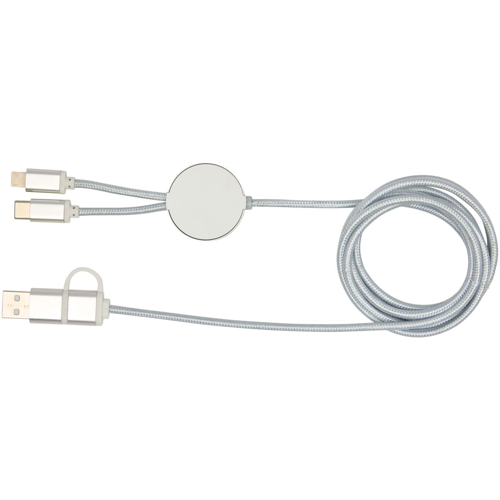 Câble 5 en 1 Alasia en aluminium et plastique recyclés de 150 cm pour la synchronisation des données et la charge rapide de 2