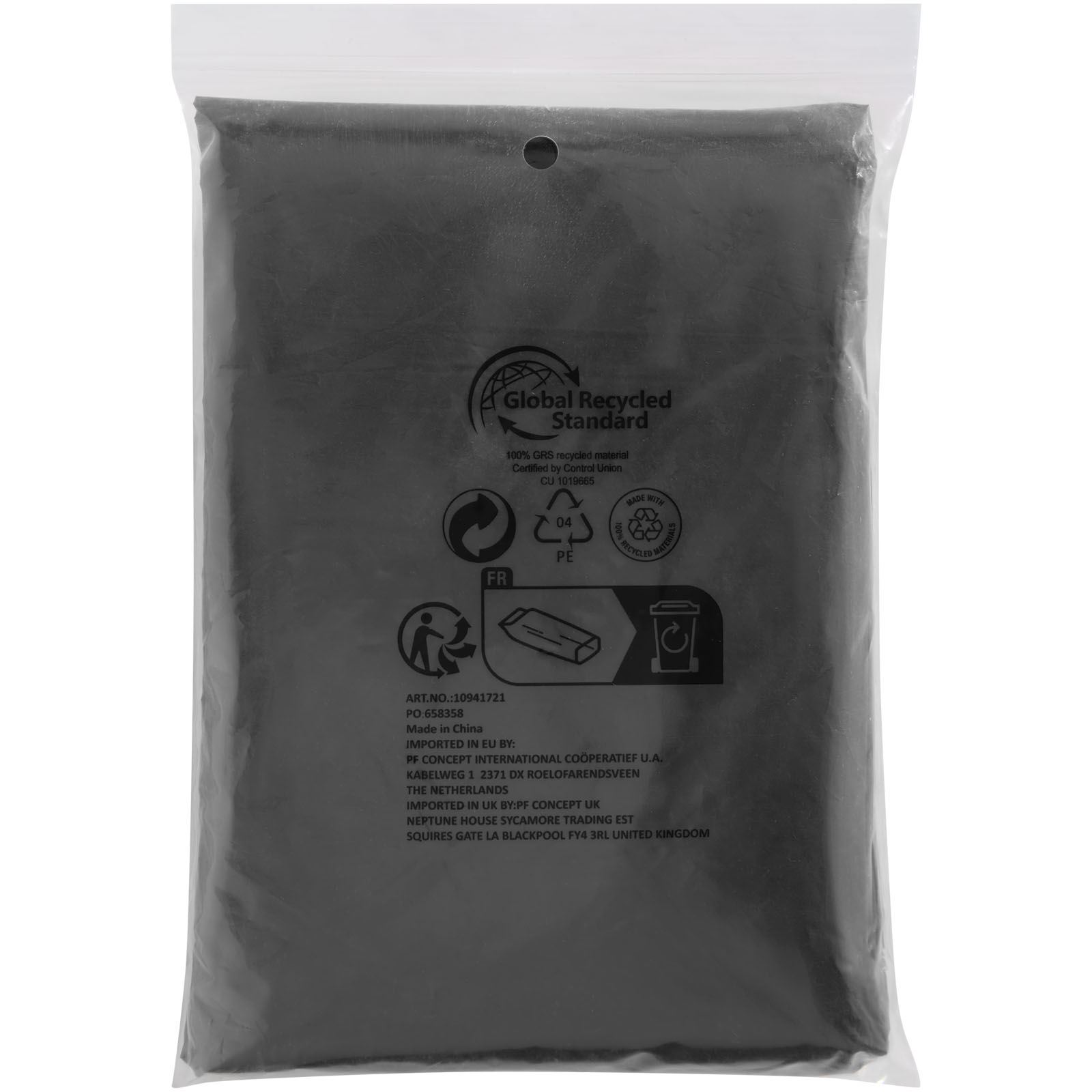Poncho jetable pour la pluie Mayan recyclé certifié GRS avec pochette de rangement