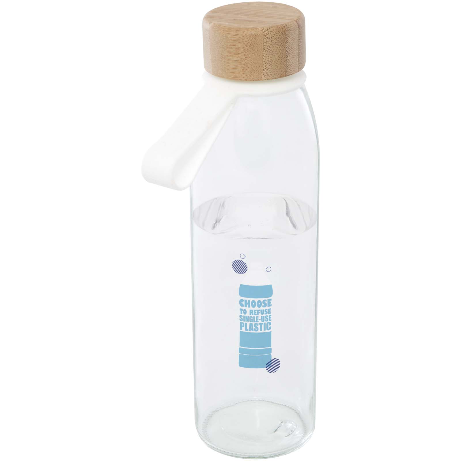 Bouteille d'eau en verre Porto de 500 ml avec poignée en silicone et couvercle en bambou