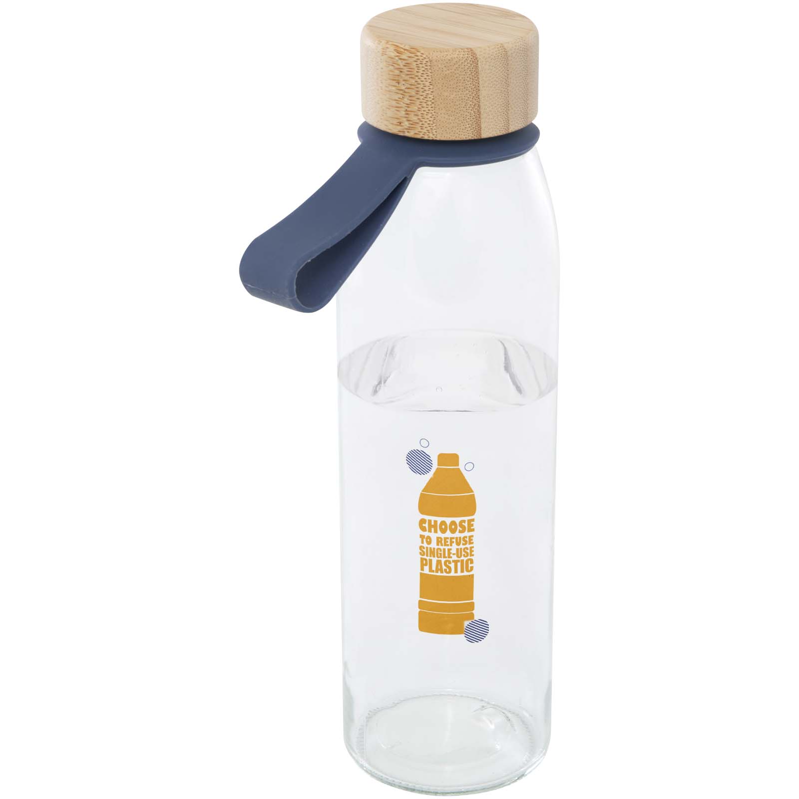 Bouteille d'eau en verre Porto de 500 ml avec poignée en silicone et couvercle en bambou