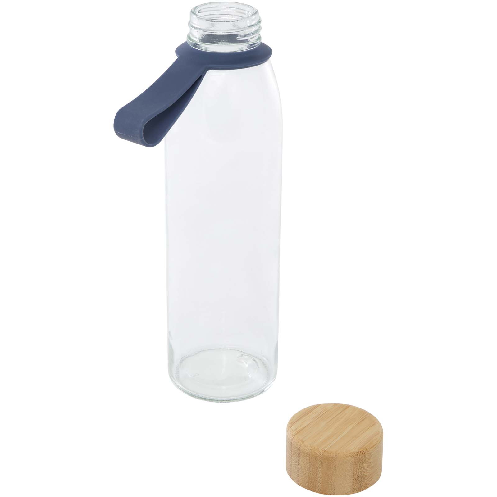 Bouteille d'eau en verre Porto de 500 ml avec poignée en silicone et couvercle en bambou