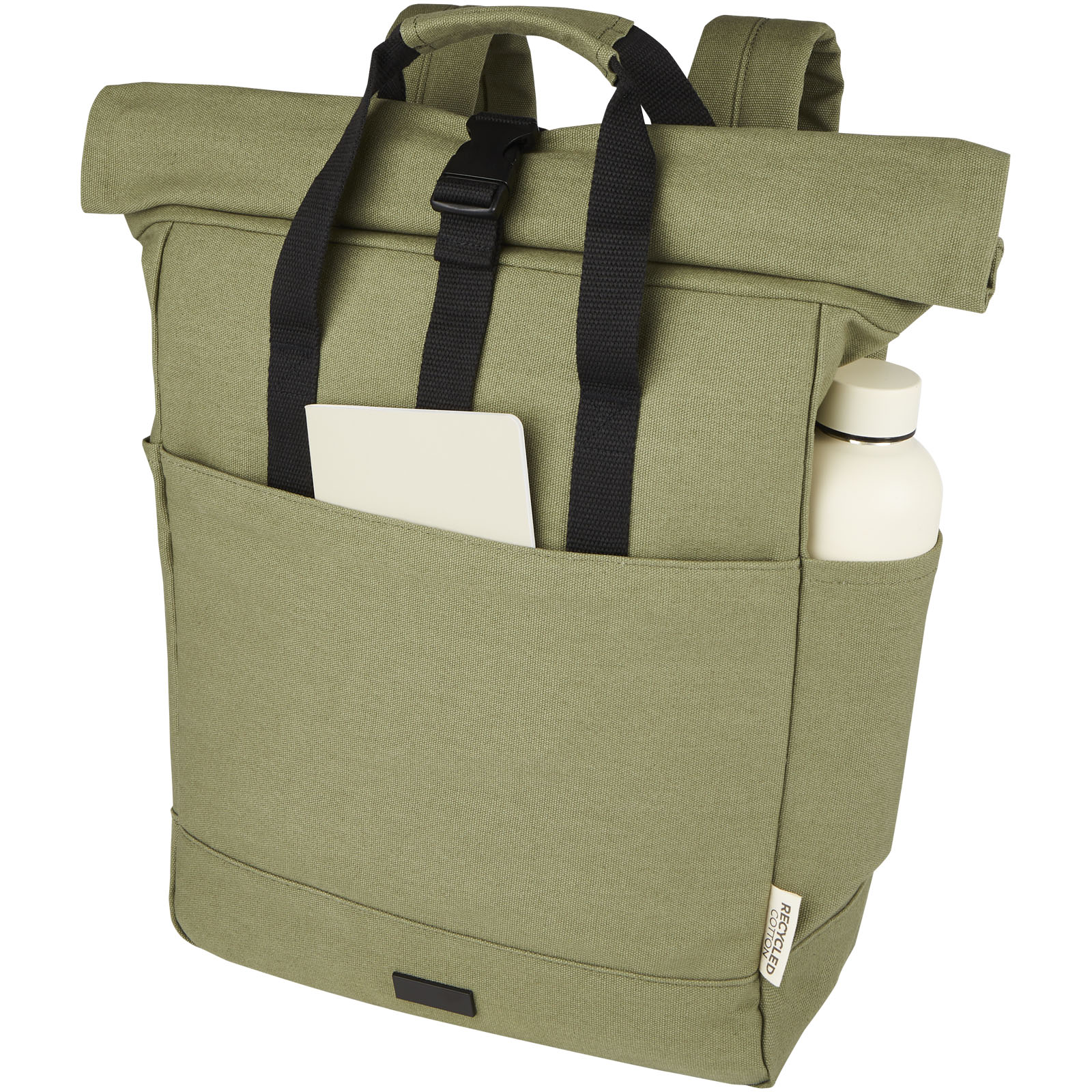 Sac à dos pour ordinateur portable Joey de 15 L en toile recyclée GRS 15 pouces avec dessus enroulable
